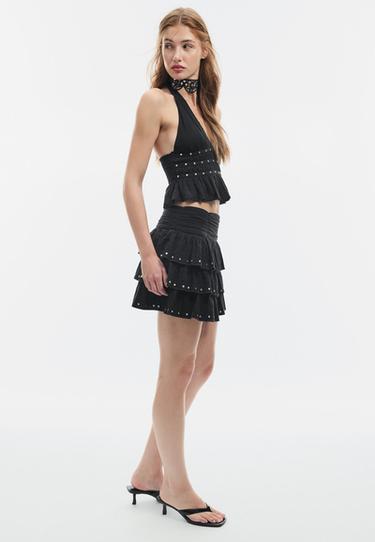 Studded frill skort — Black 3