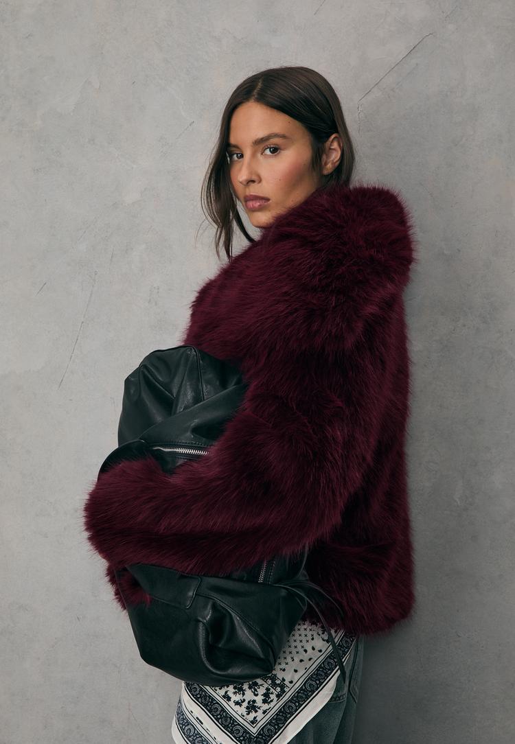 cropped faux fur jacket