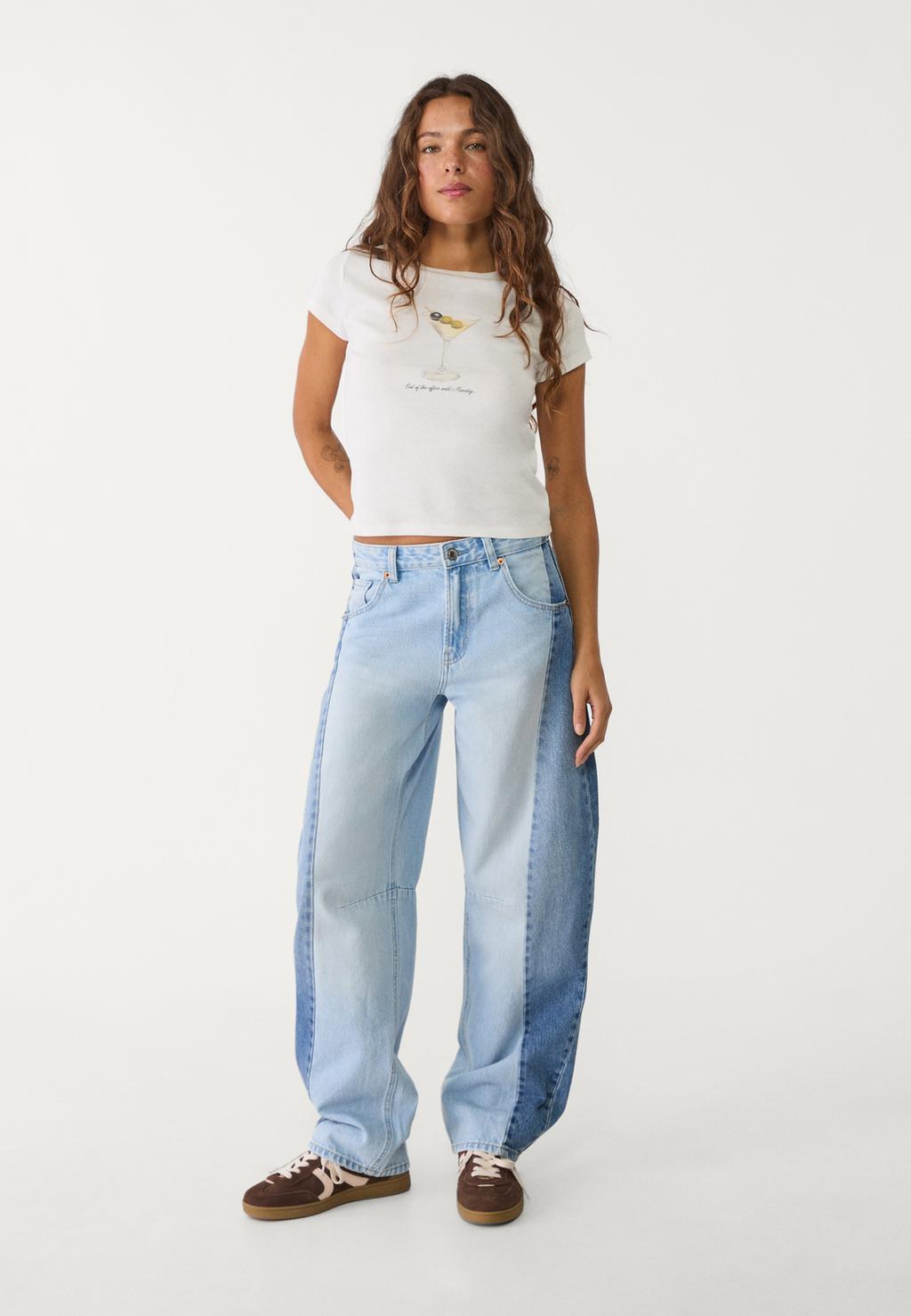 Jeans barrel balloon fit contrast