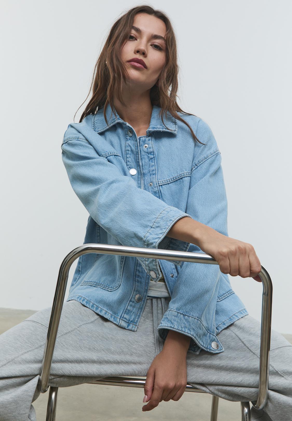 Veste en jean à poches Mode femme Stradivarius France