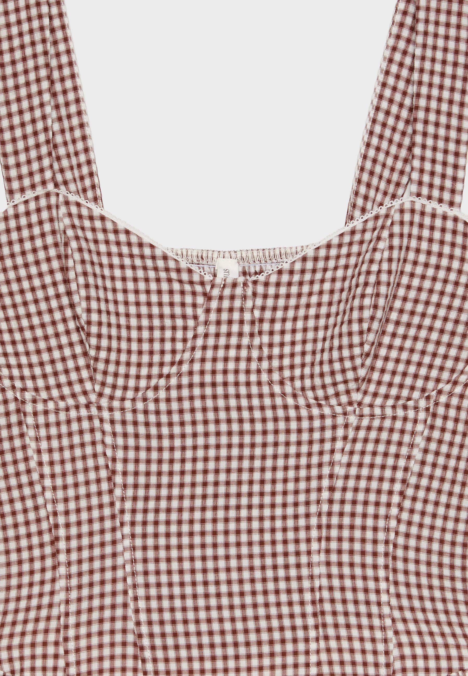 Short checked bodice dress — Terracotta