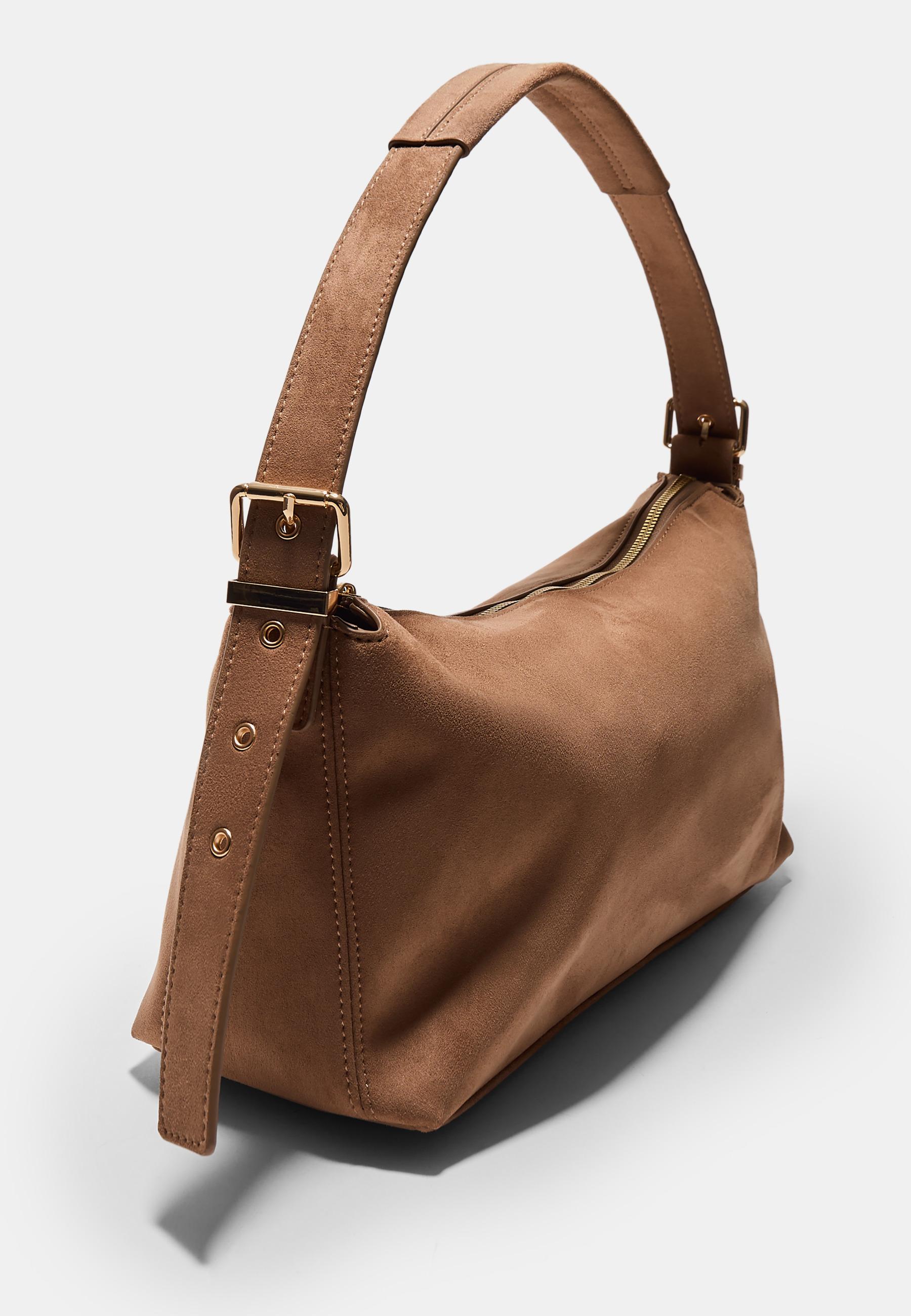 Soft-touch shoulder bag with buckle — Caramel