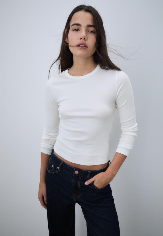 uzun kollu fitilli t shirt