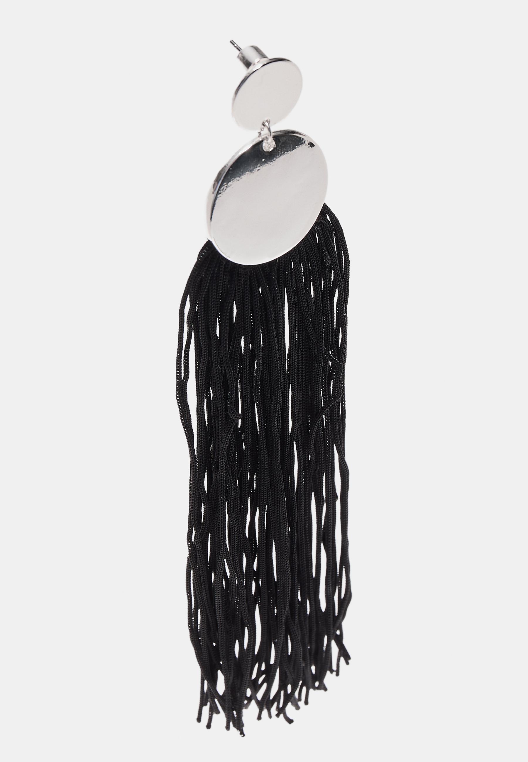 Long fringe earrings — Black