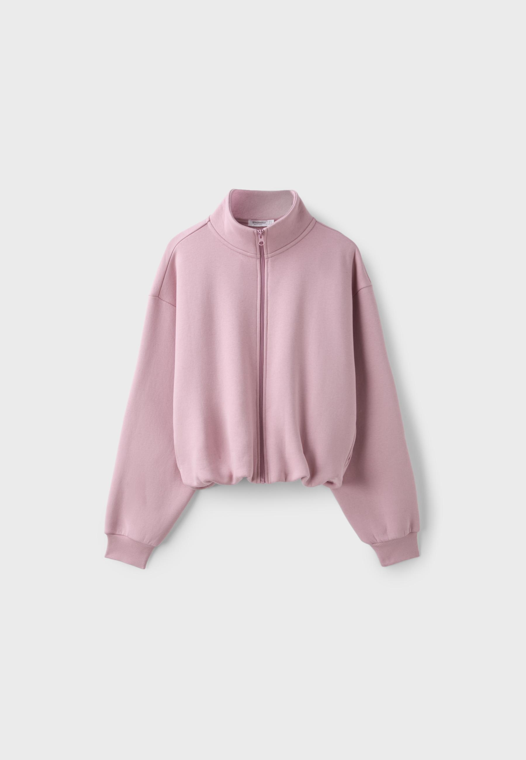 High neck cropped sweatshirt — Dusty rose