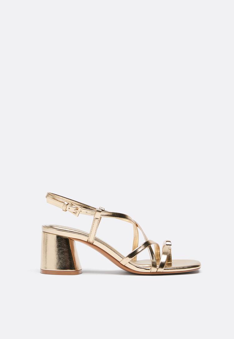 Sandalen mit mehrfachen Riemen und Absatz GOLD 39
