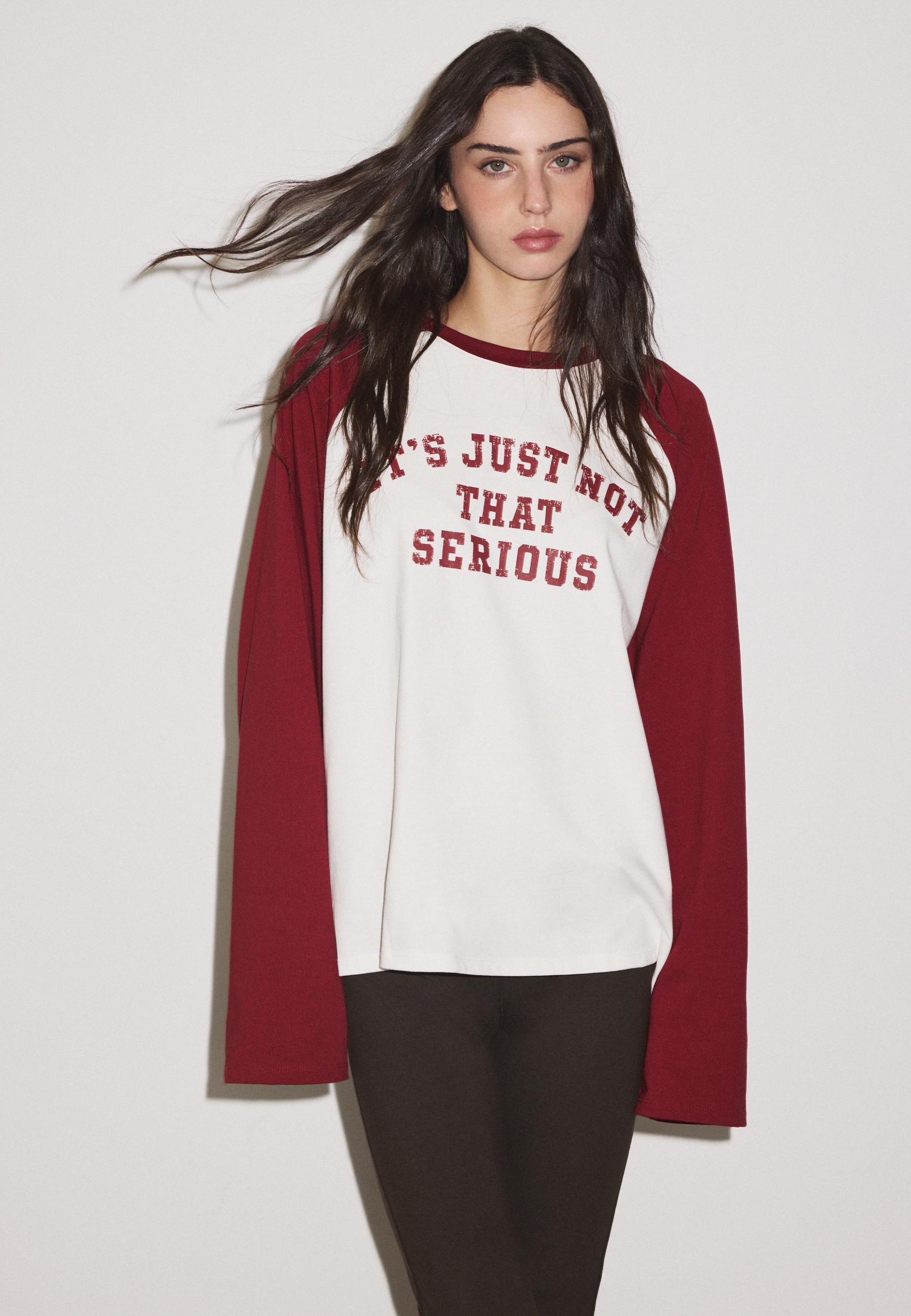 Long sleeve positional raglan T-shirt — Dark red