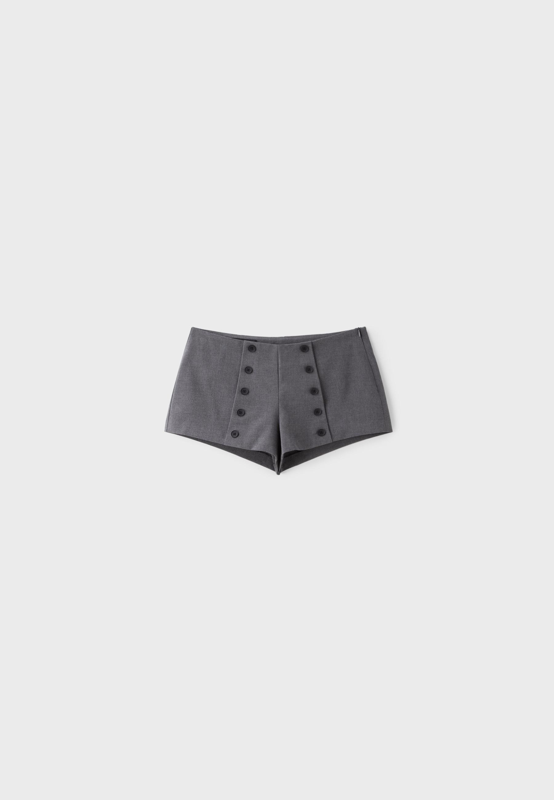 Button-detail micro shorts — Dark grey