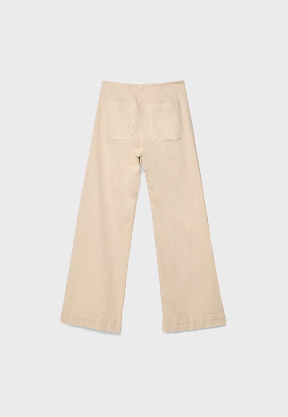 Beige Mujer Stradivarius Pantalones Tiro Alto D77 Pantalón Minimal