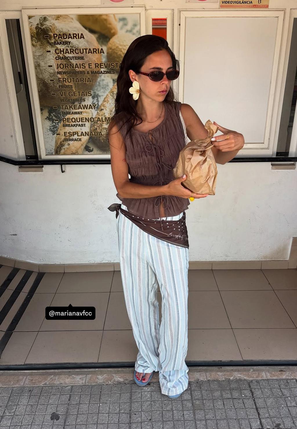 Pantalon droit fluide avec lin