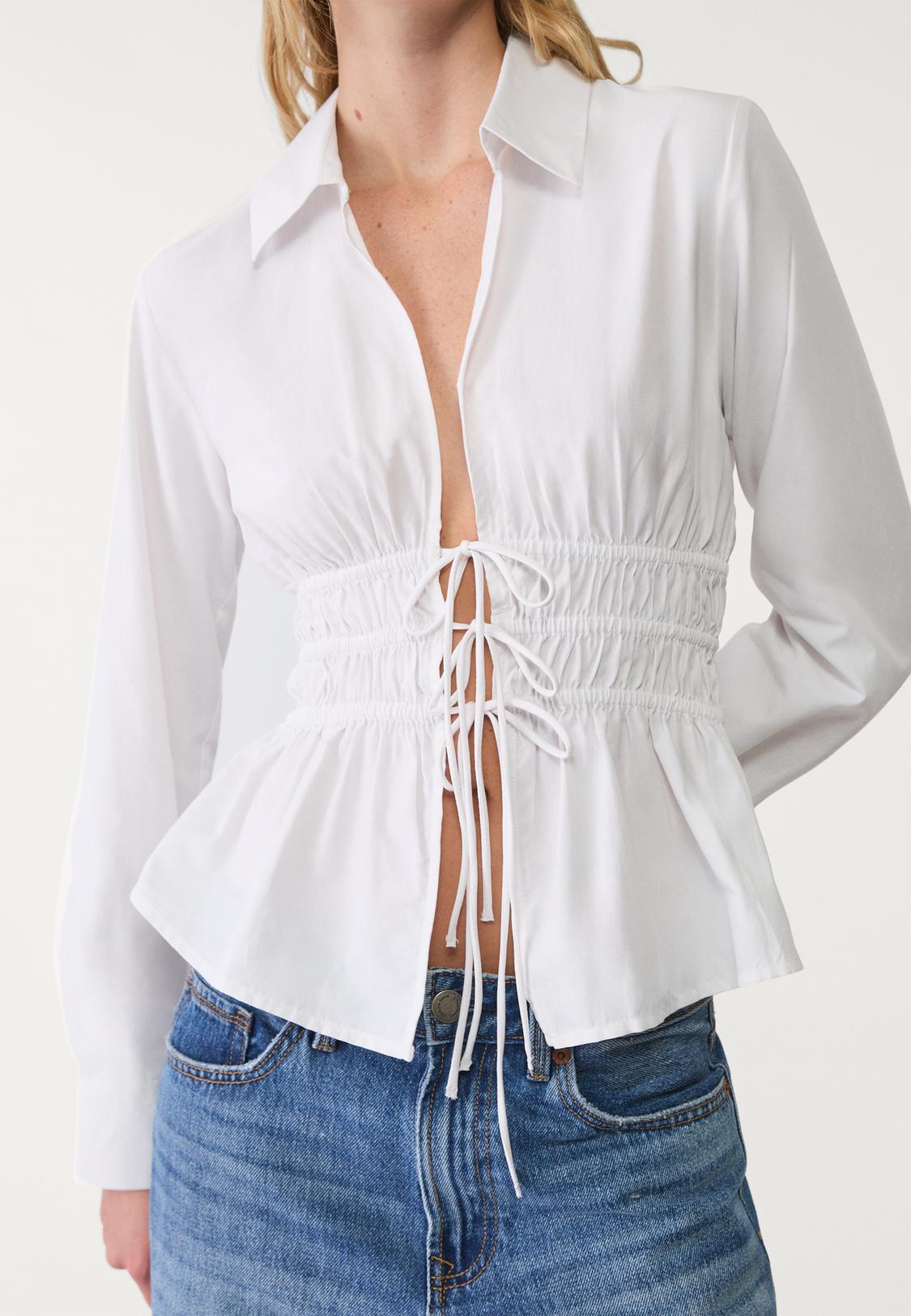 Camisa Blanca Stradivarius Blusa Volantes Stradivarius Camisa