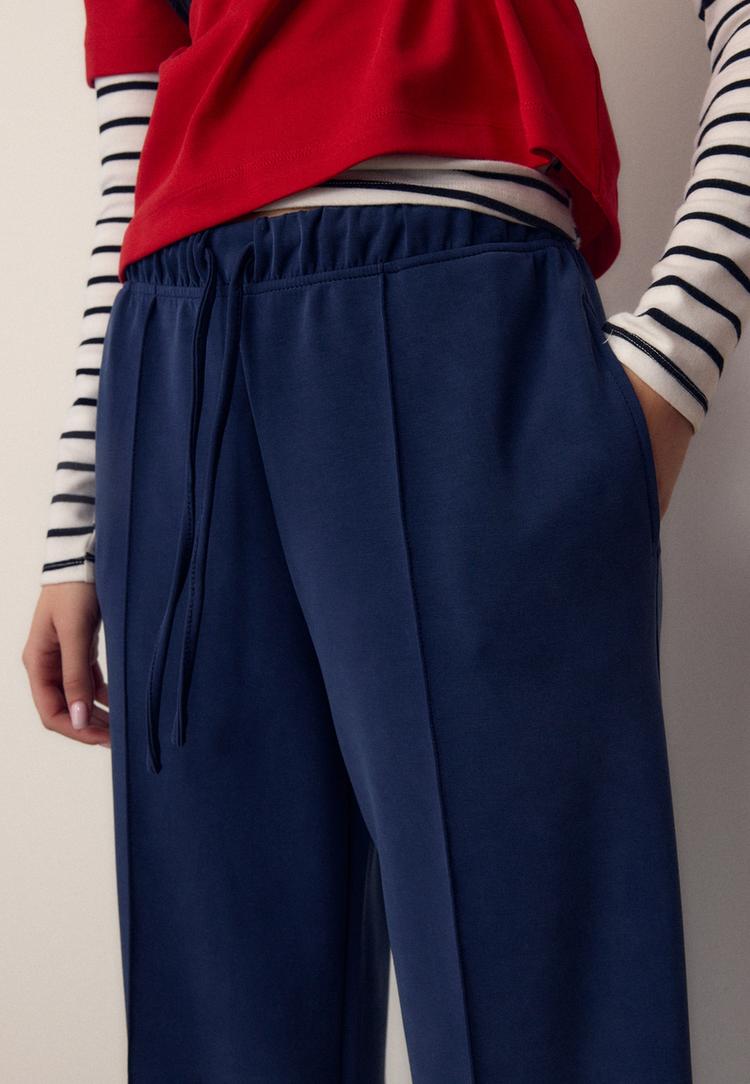 pantalon jogger wide leg nervio tacto suave