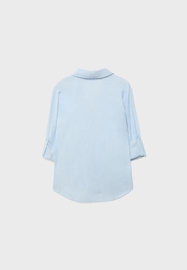 Linen blend shirt with pocket — Sky blue 7