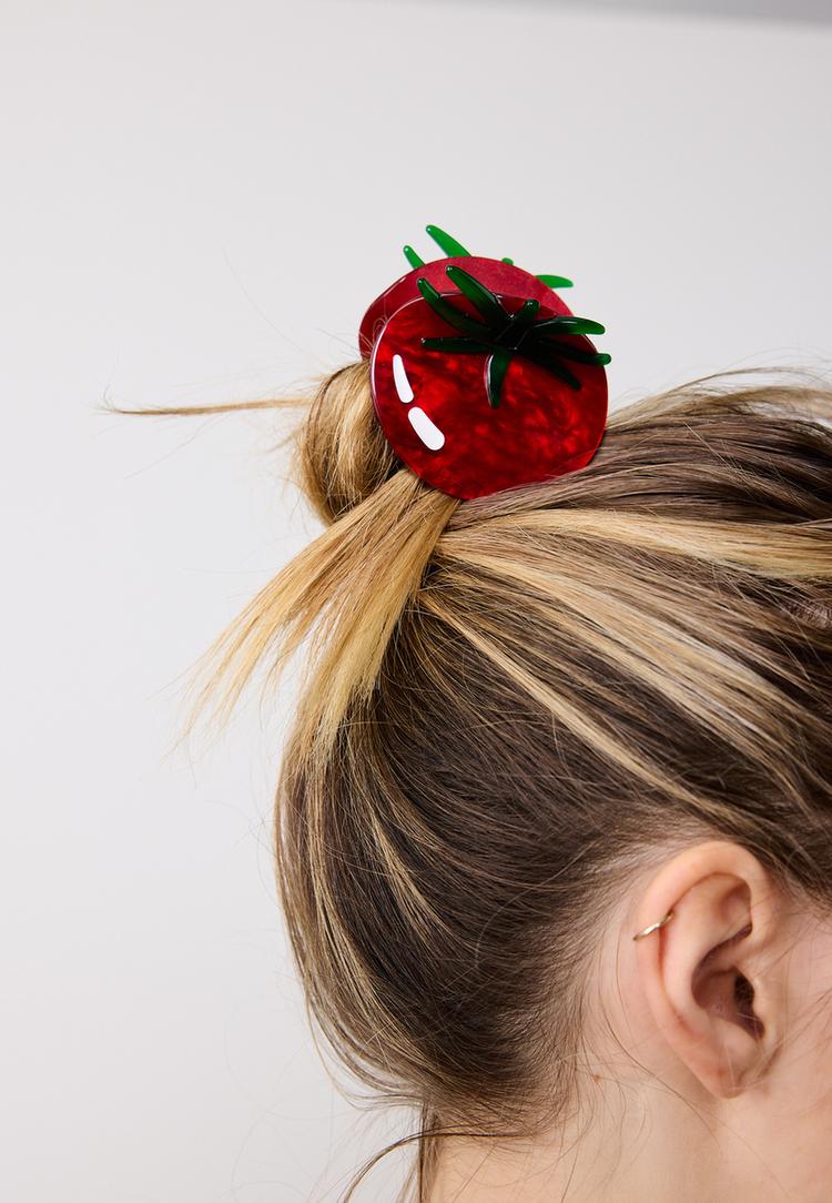 Stradivarius Κλάμερ Γούνα Ντομάτα Κόκκινο Os φωτογραφία