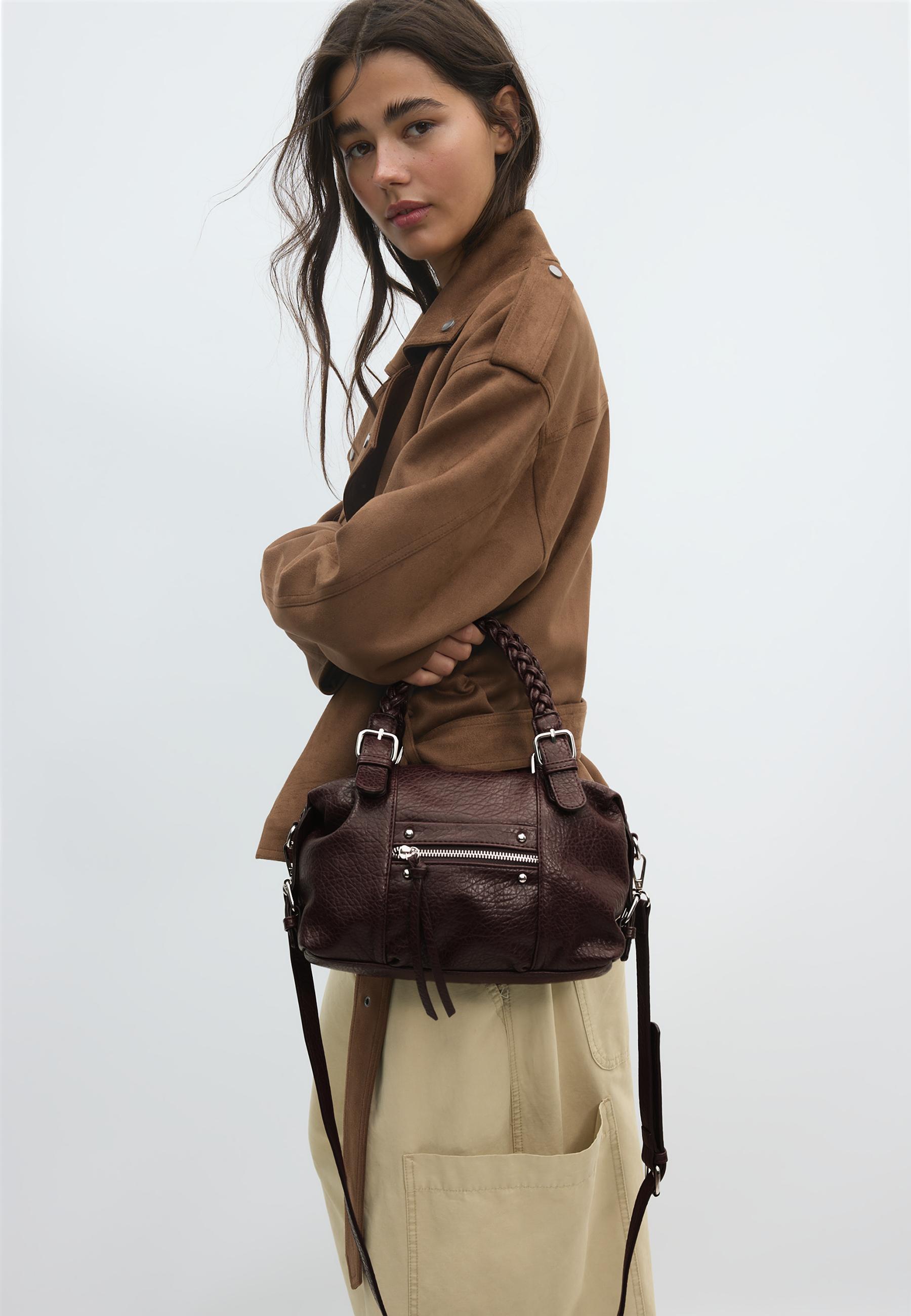 Braided handle bowling bag — Brown