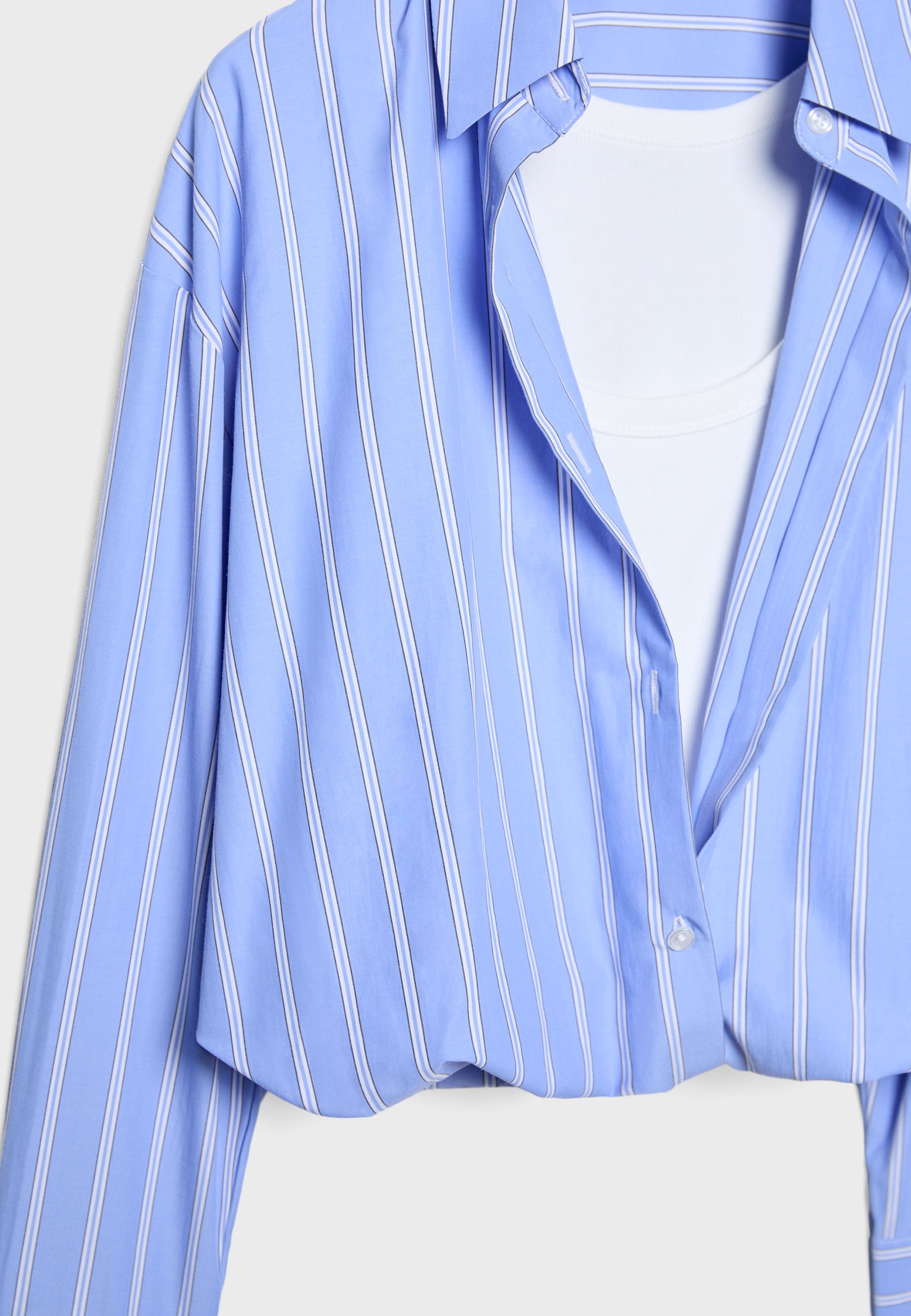 Balloon shirt in two materials — Sky blue