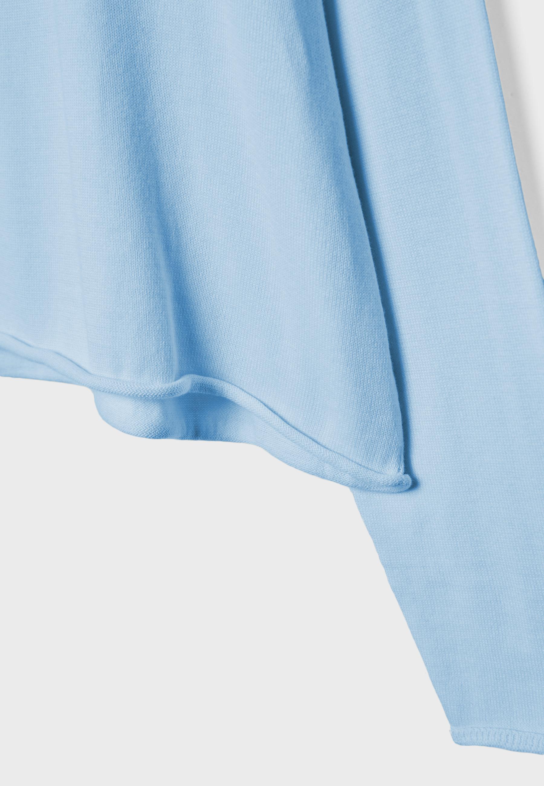 Boat neck cropped sweater — Sky blue