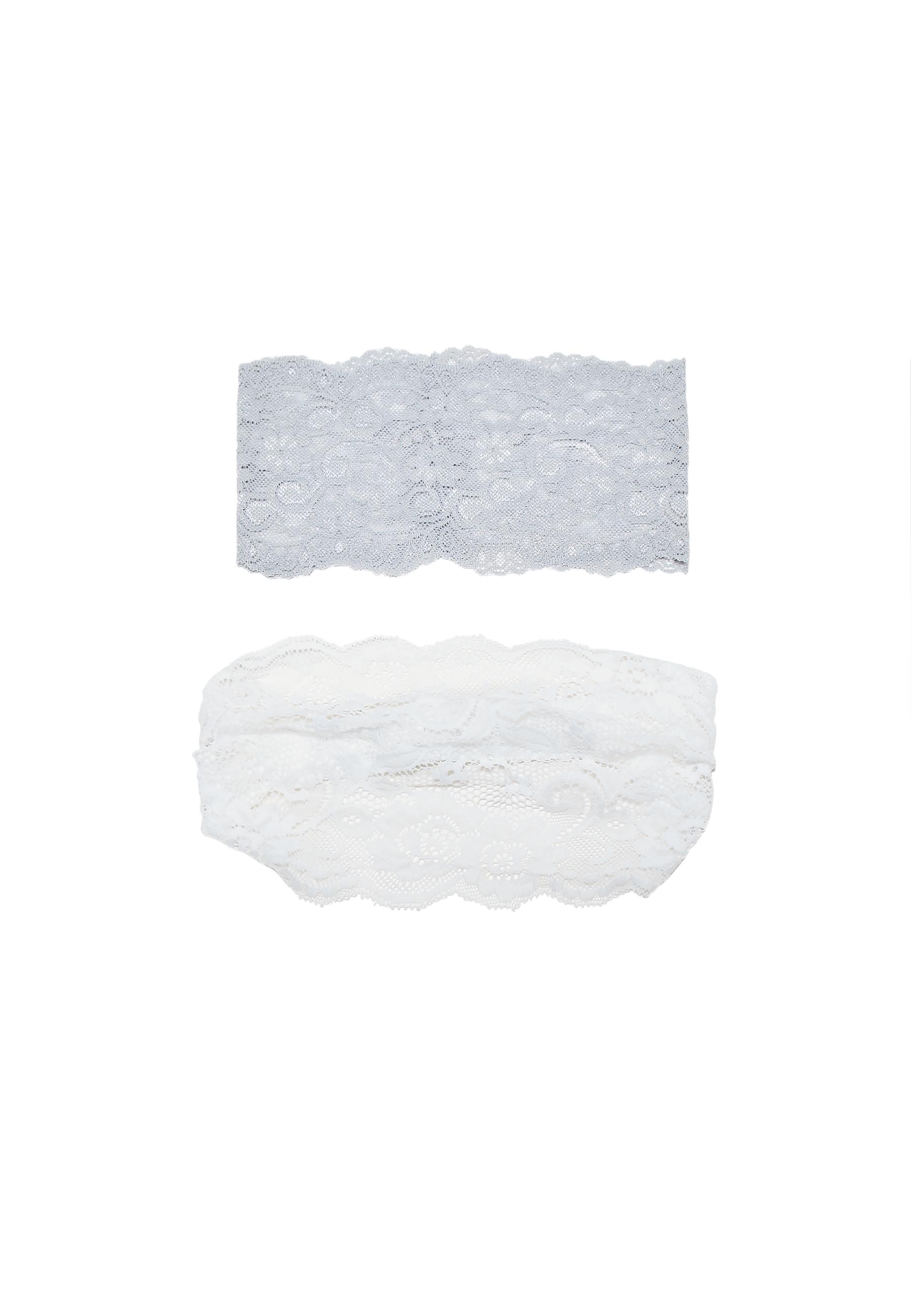 Lace elasticated hair band set — Pearl grey