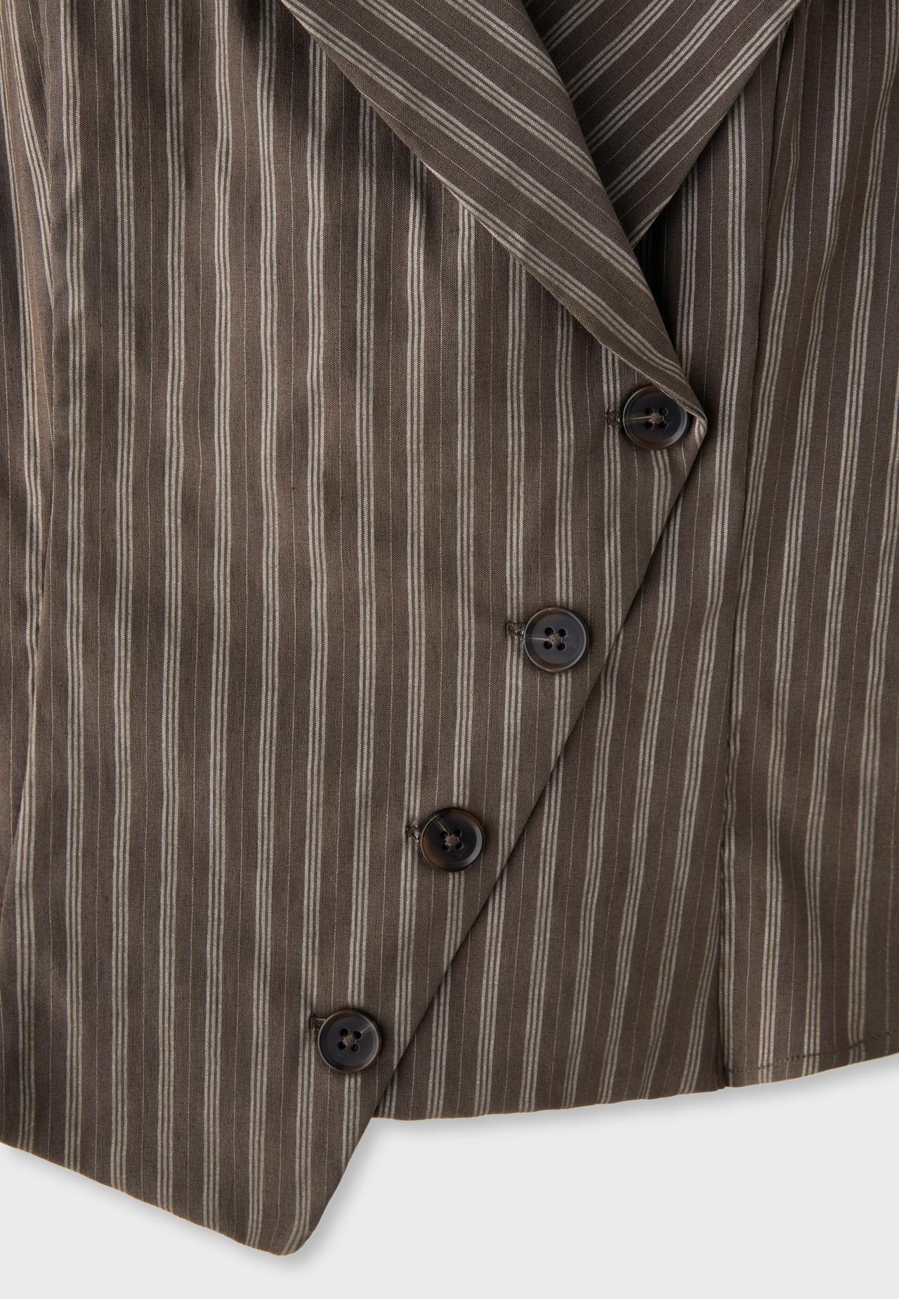 Striped V-neck shirt — Brown