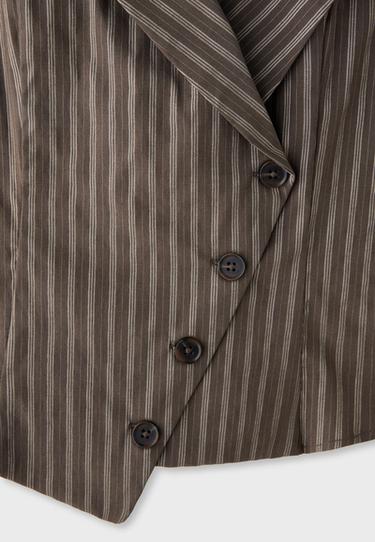 Striped V-neck shirt — Brown 9