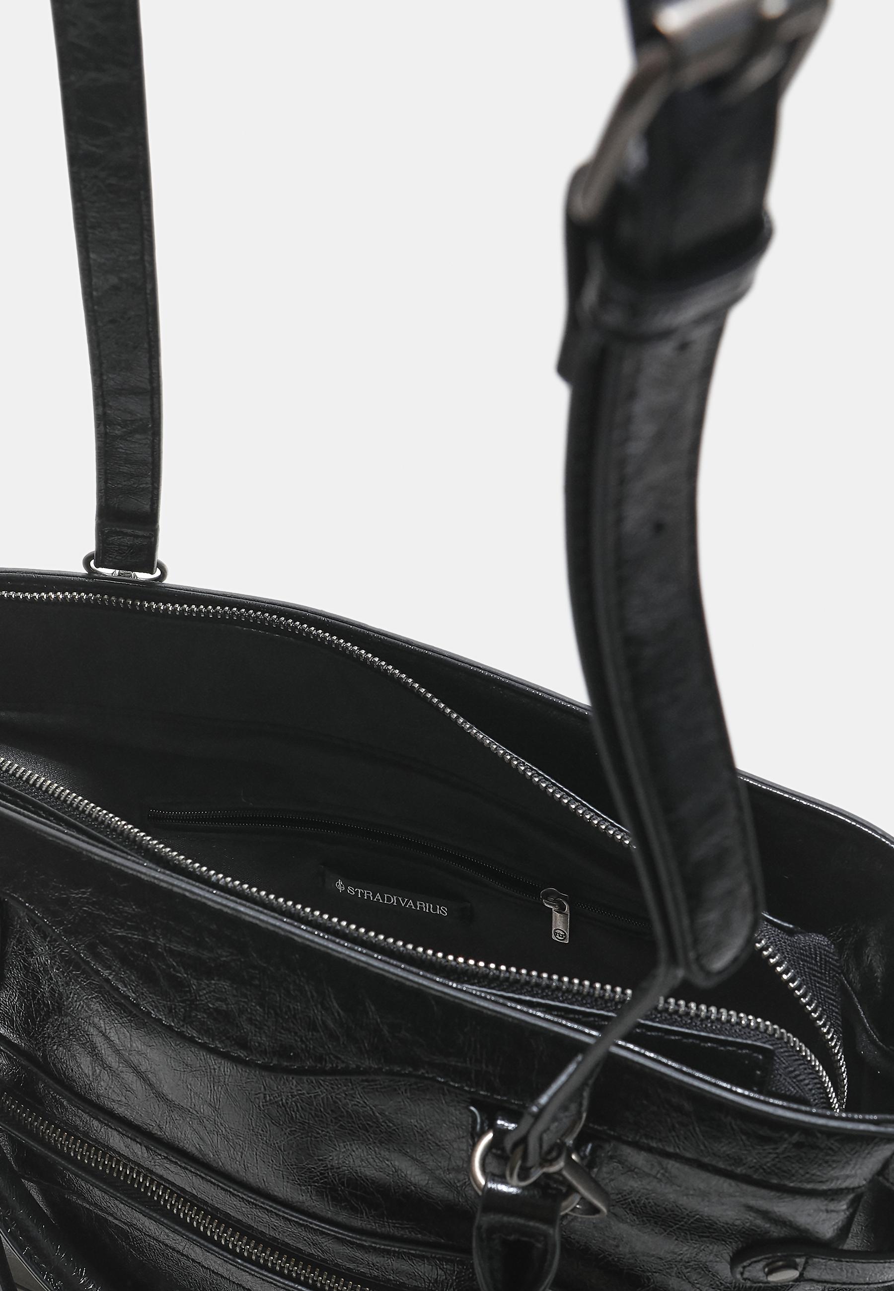 Large city bag with zip pulls — Black
