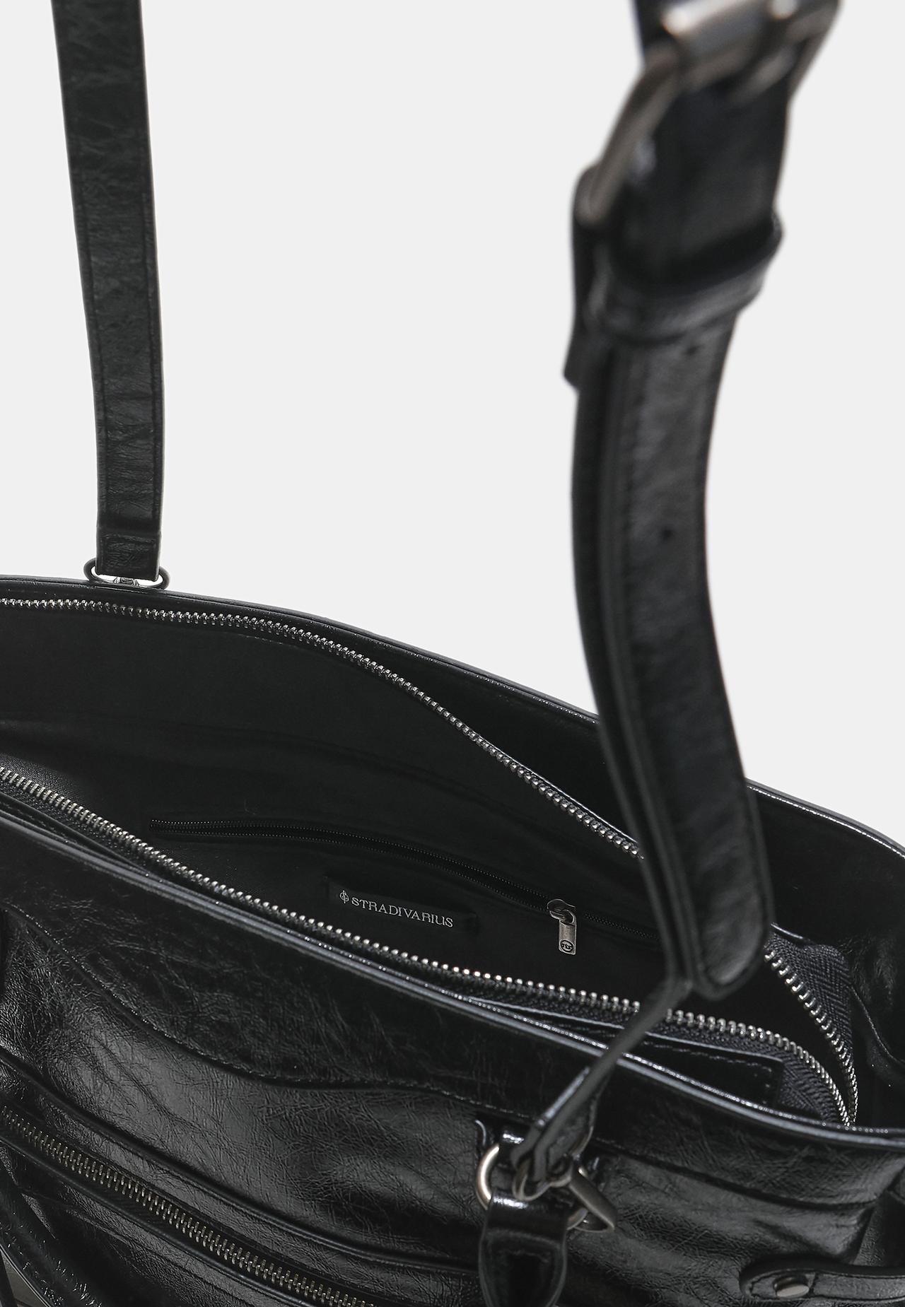 Large city bag with zip pulls — Black