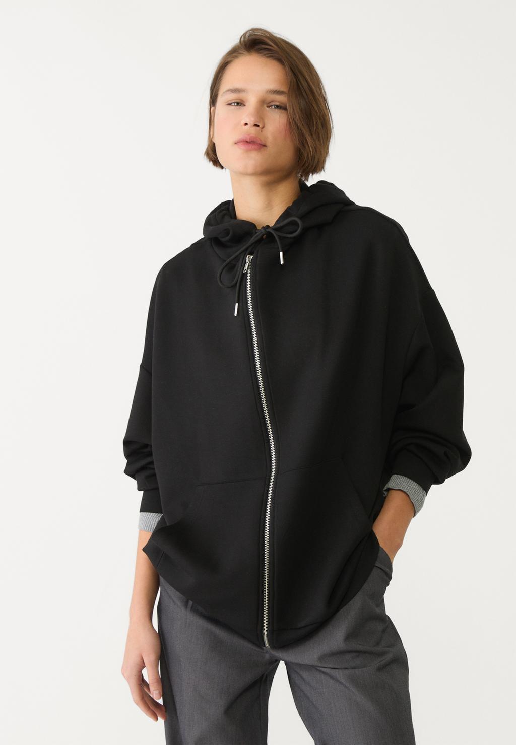 Soft-touch oversize hoodie with zip