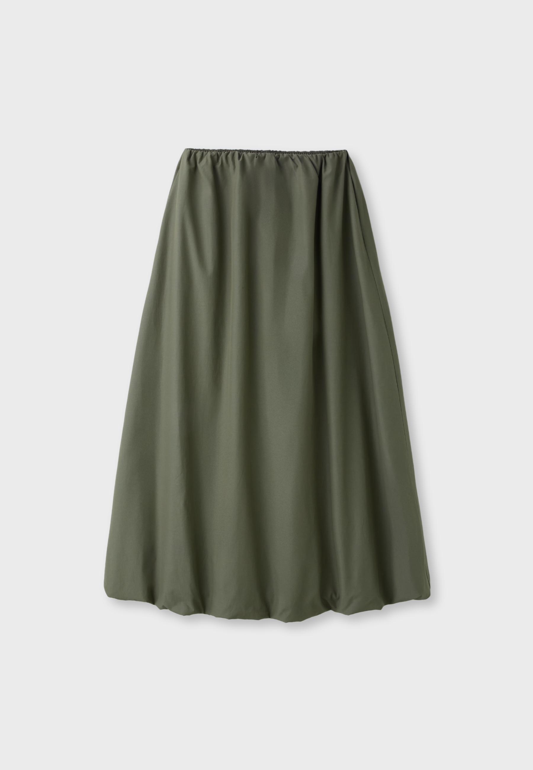 Poplin balloon maxi skirt — Khaki