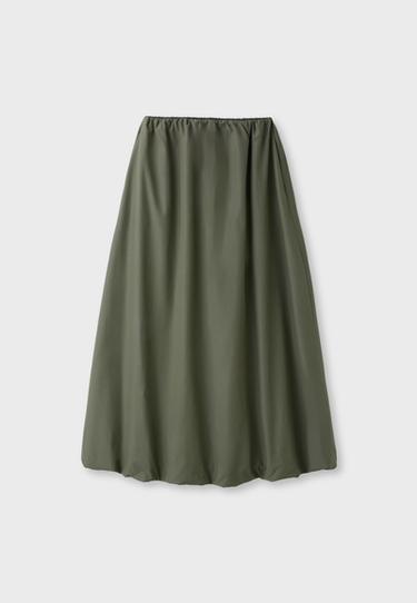 Poplin balloon maxi skirt — Khaki 7