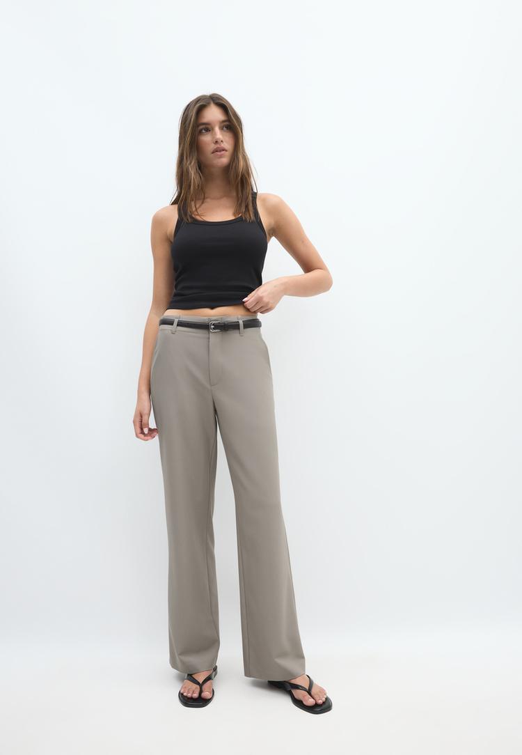 pantalon fluide droit avec ceinture