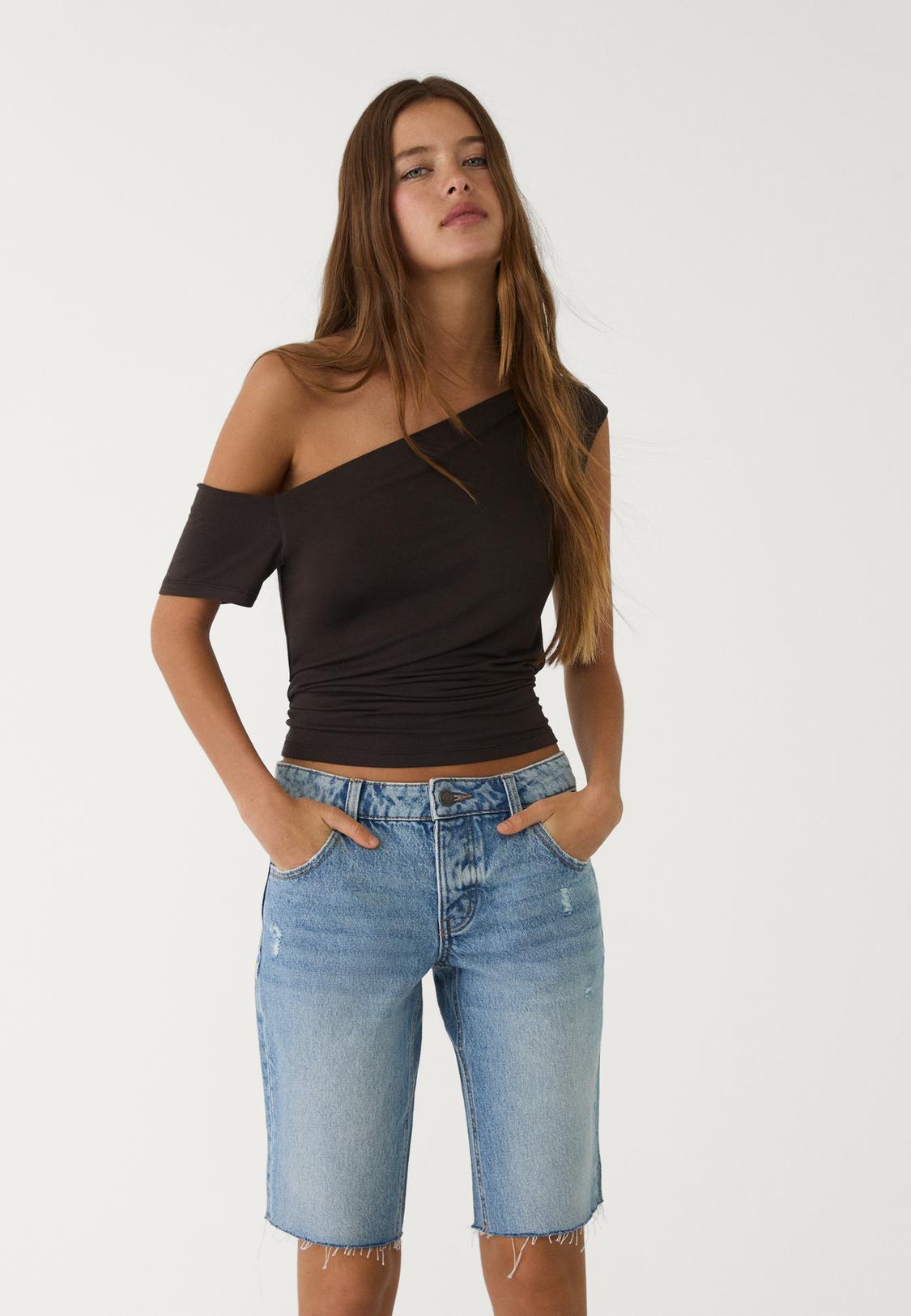 Denim Shorts Bike Shorts With Crop Top Denim Cycling Bermuda