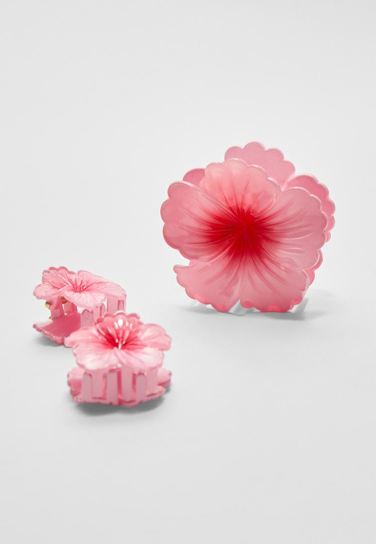 set 3 pinzas flor