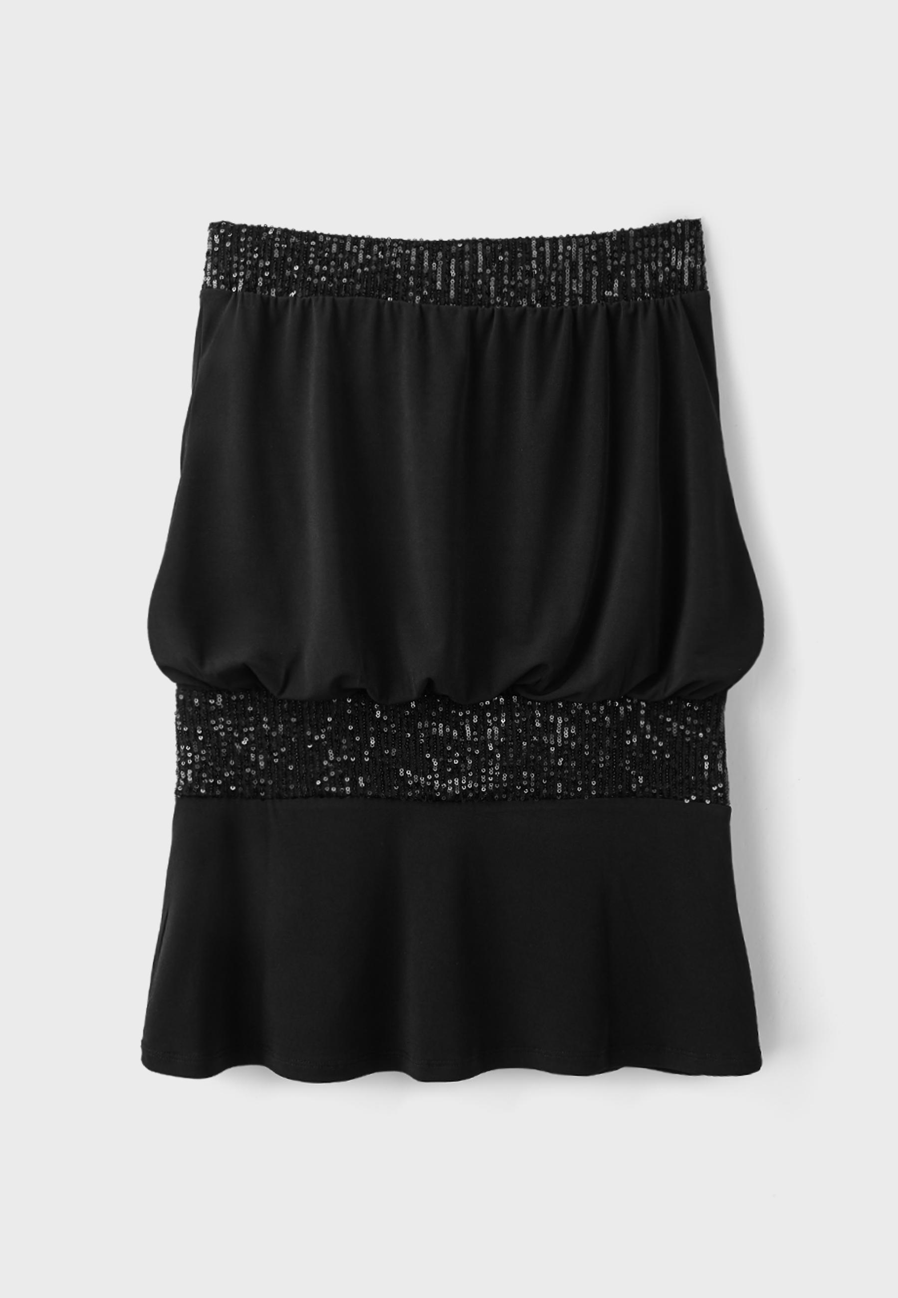 Combined sequin mini dress — Black
