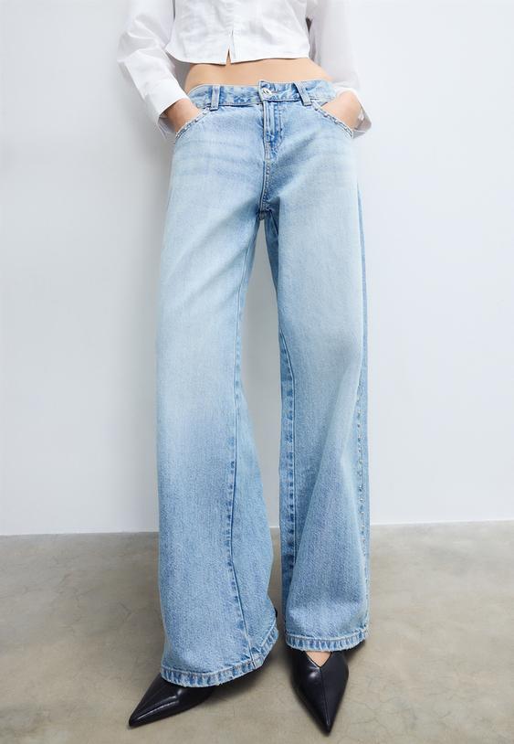 jean wide leg loose a clous