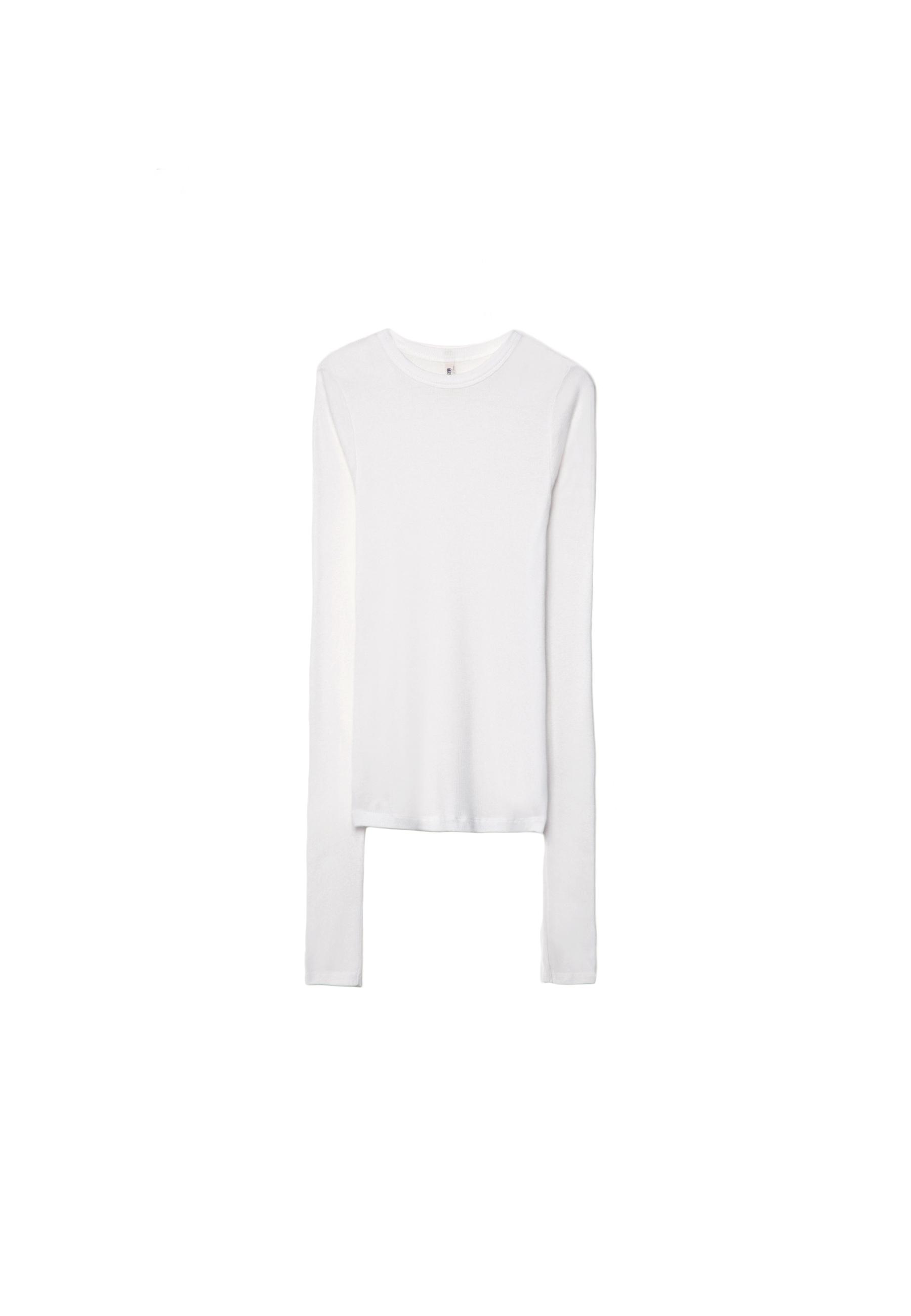 Ribbed long sleeve T-shirt — Ecru