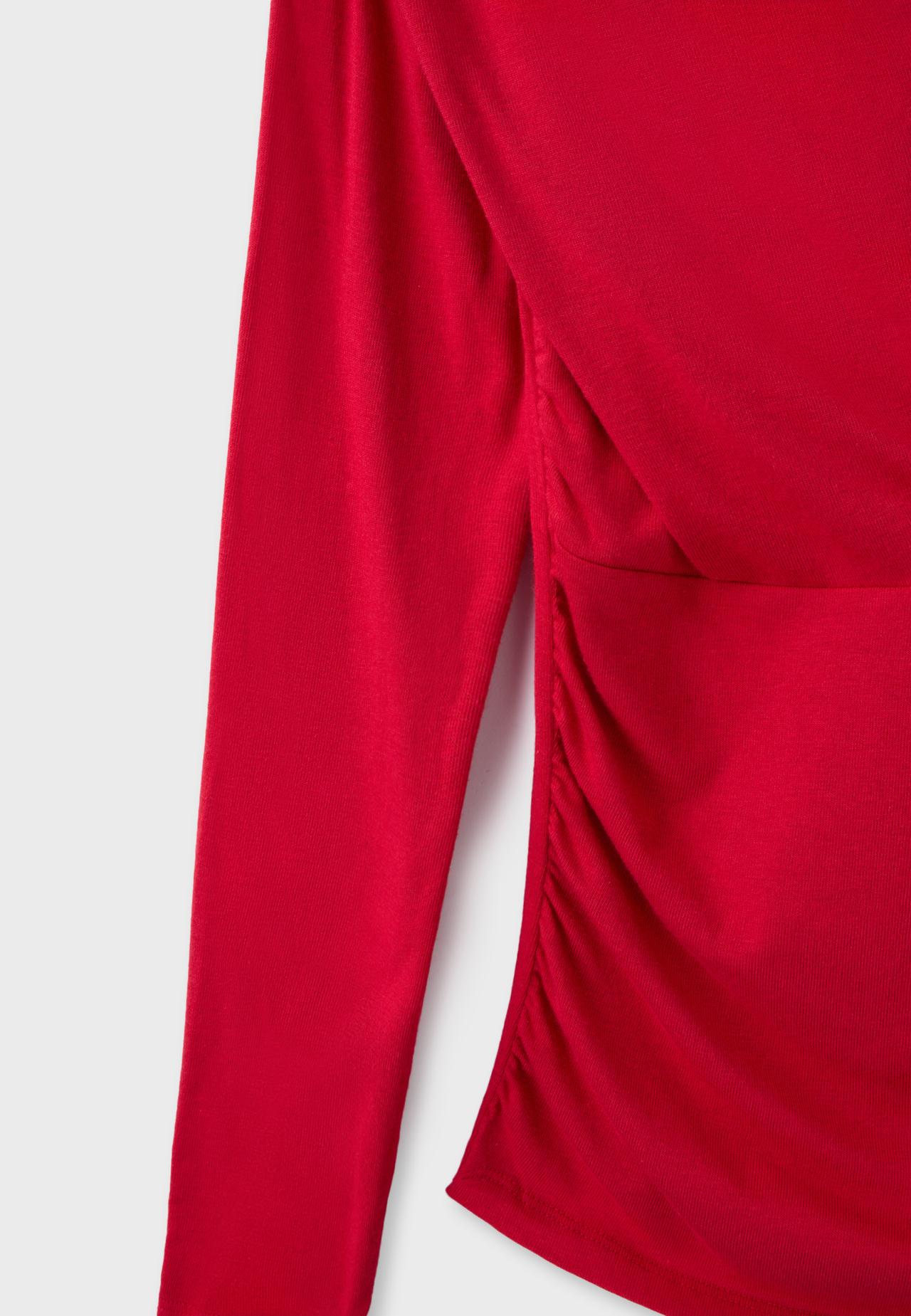 Crossover boat neck T-shirt — Red