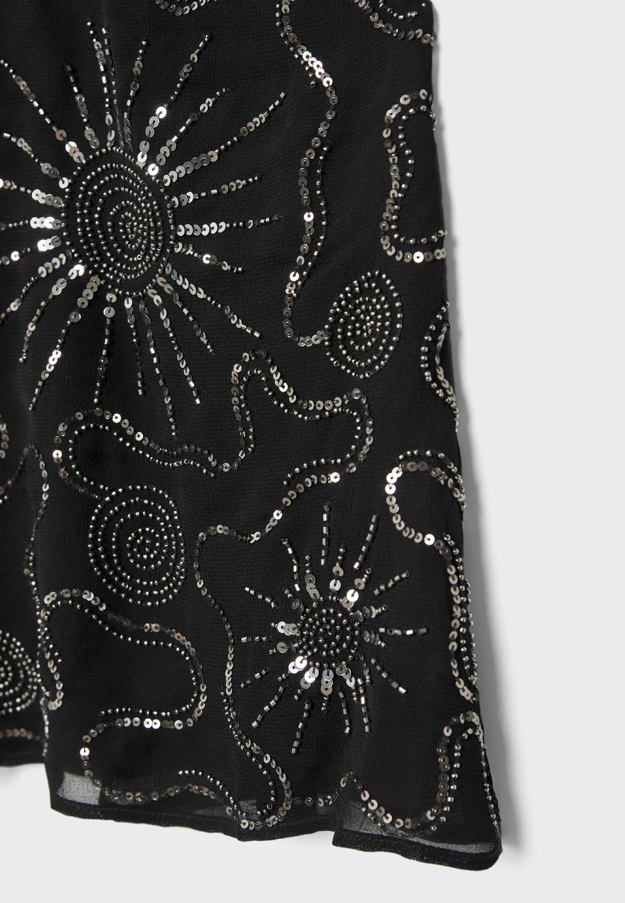 Embroidered halter top — Black