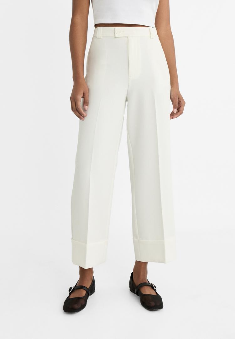 pantalon droit a revers