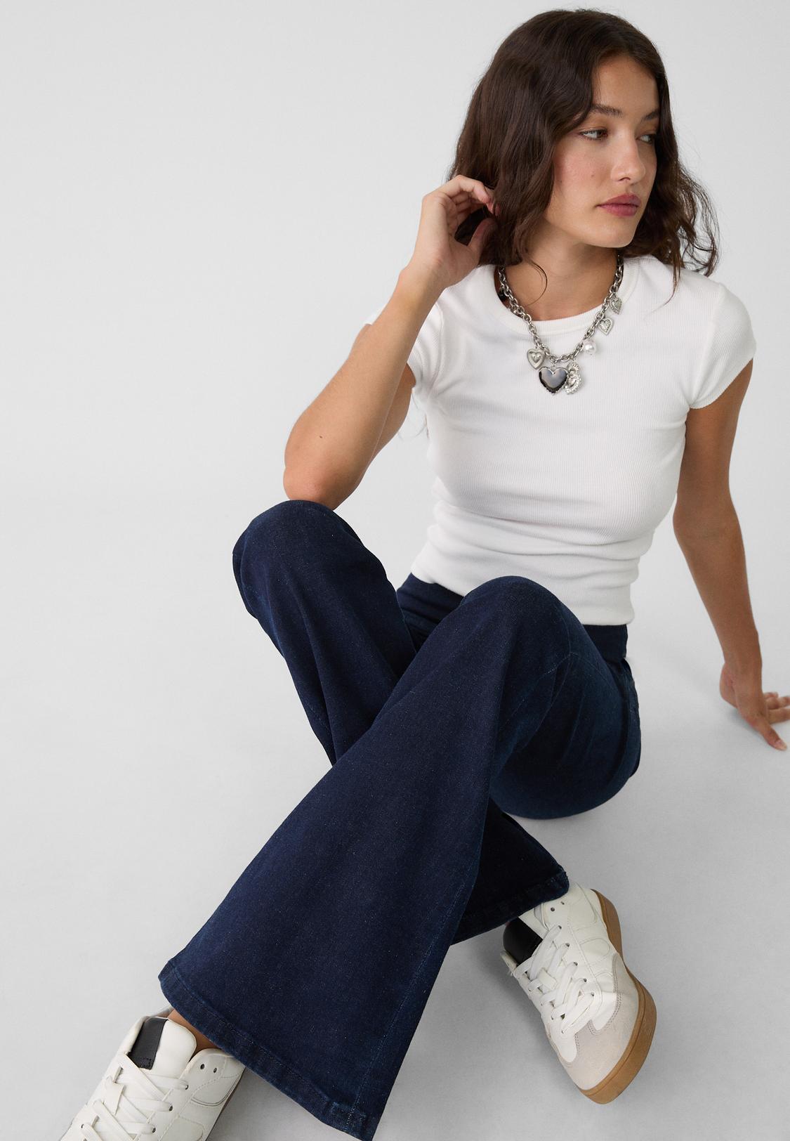 D76 Stradivarius Flare Model Leggings In Jeans D76 Flared Denim