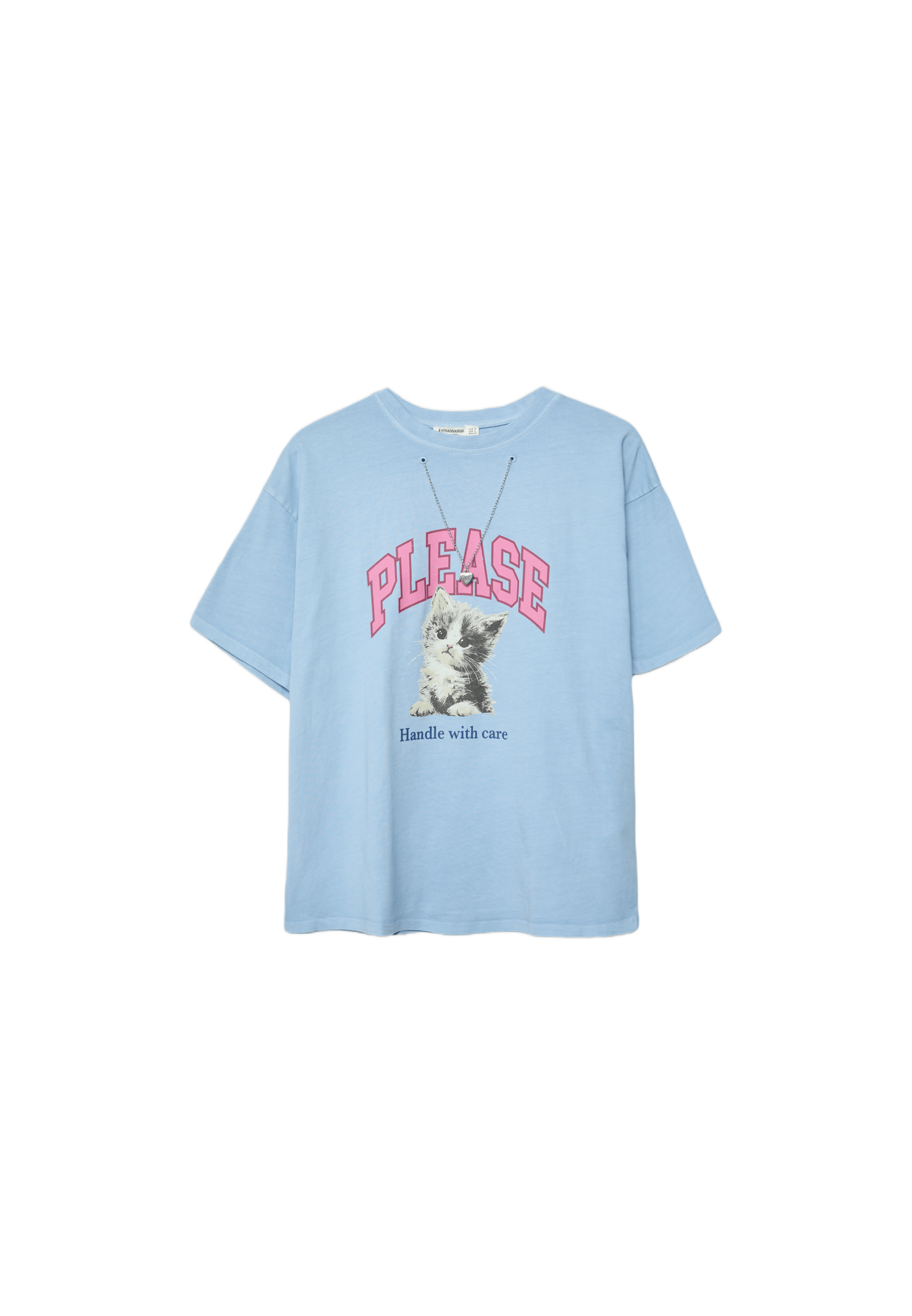 Short sleeve T-shirt with graphic and appliqué — Royal blue