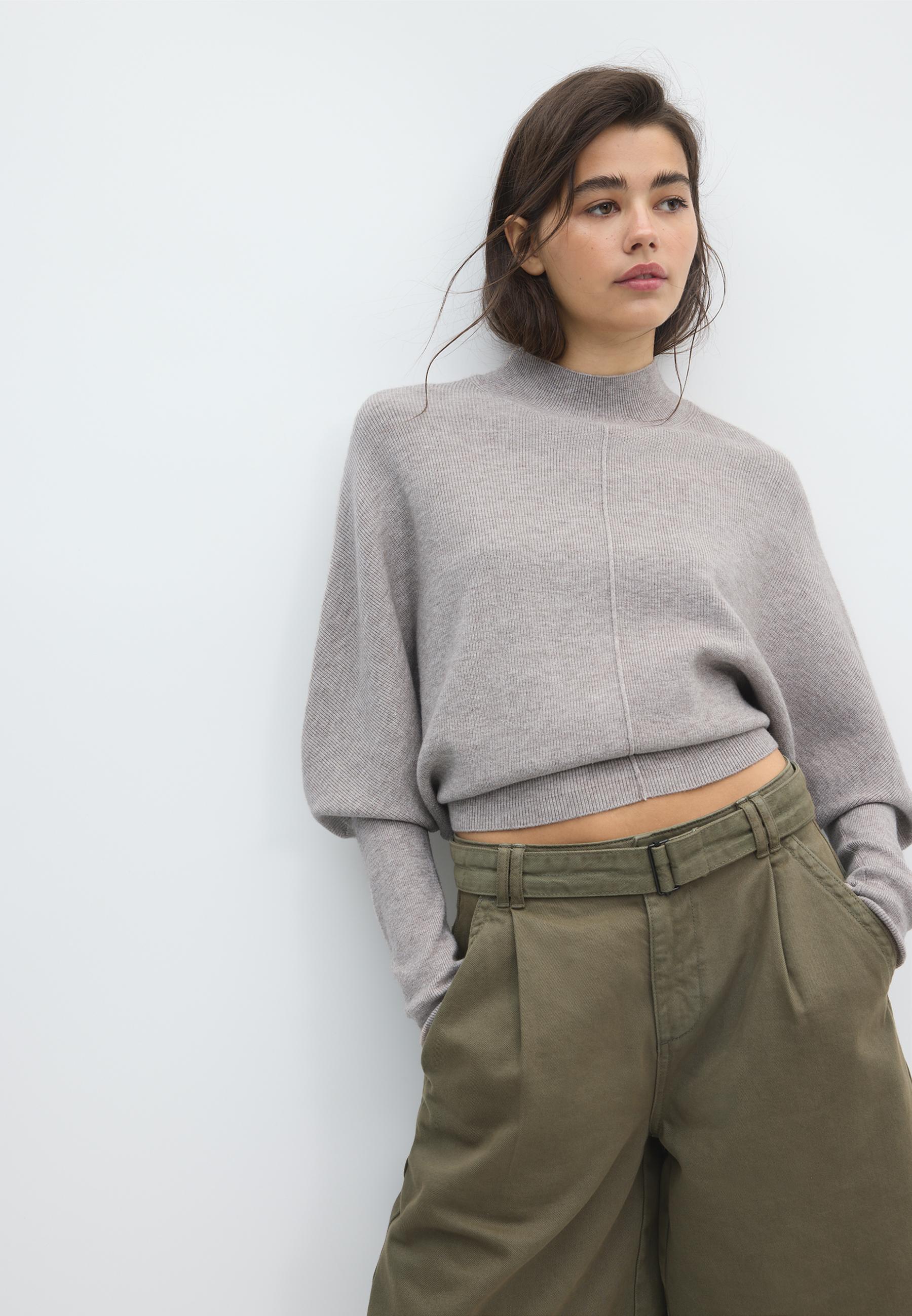 Batwing sleeve mock neck knit sweater — 0-458