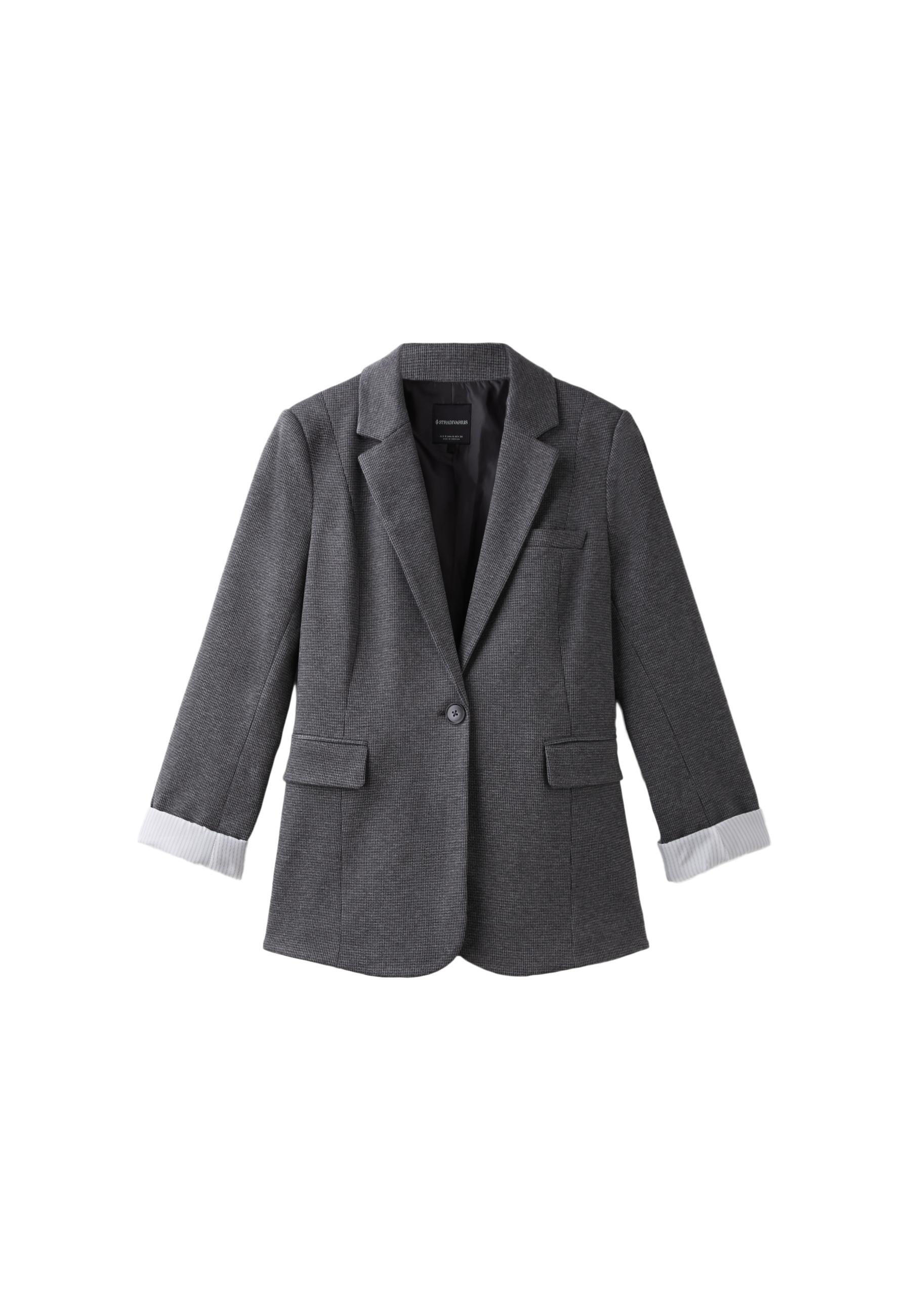 Regular fit houndstooth blazer — Grey