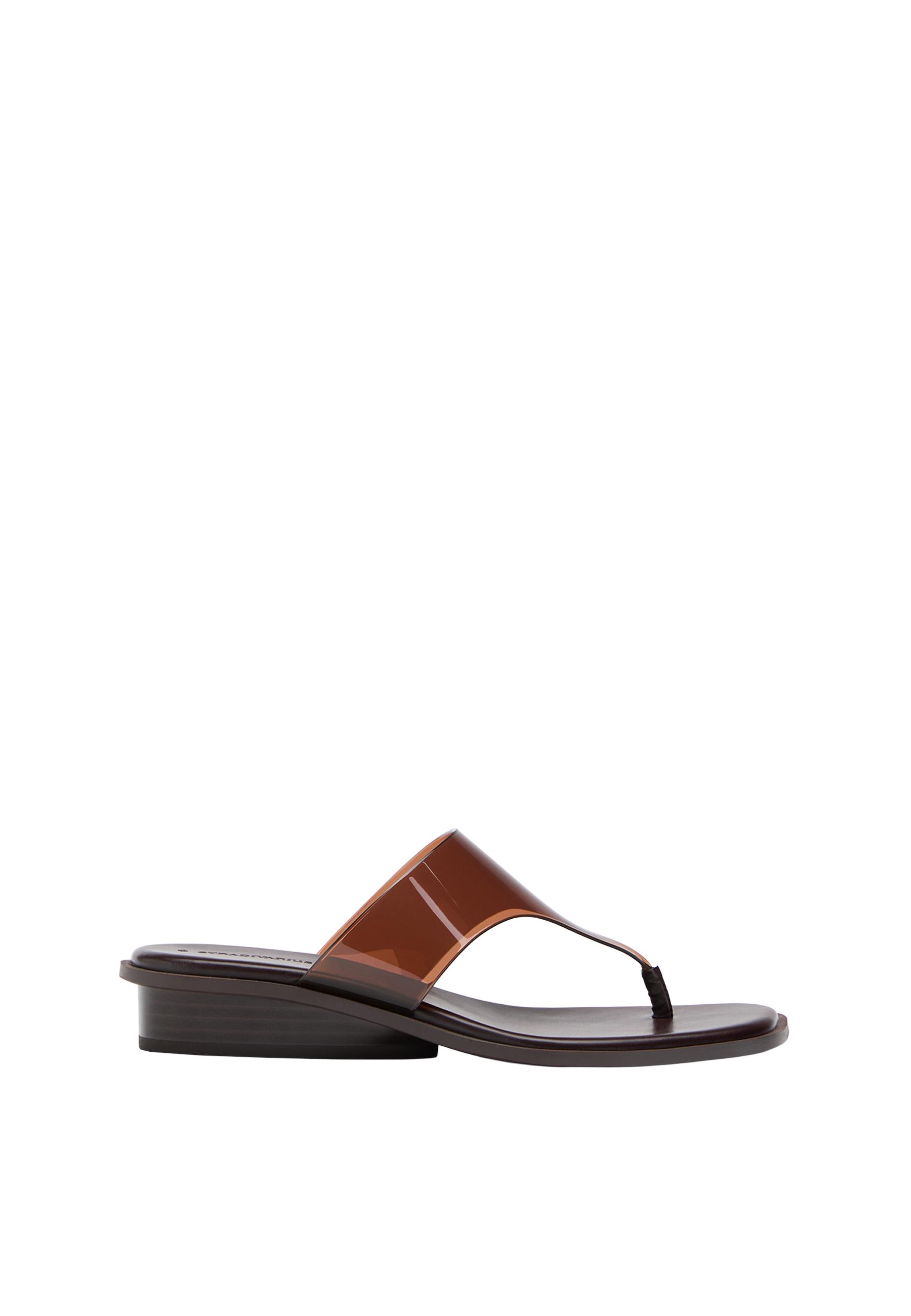 Vinyl thong flat sandals — BROWN