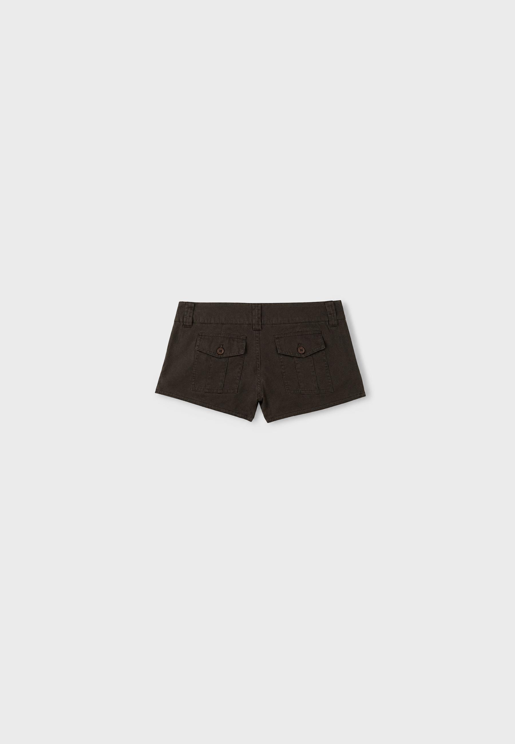 Regular fit pocket mini shorts — Brown