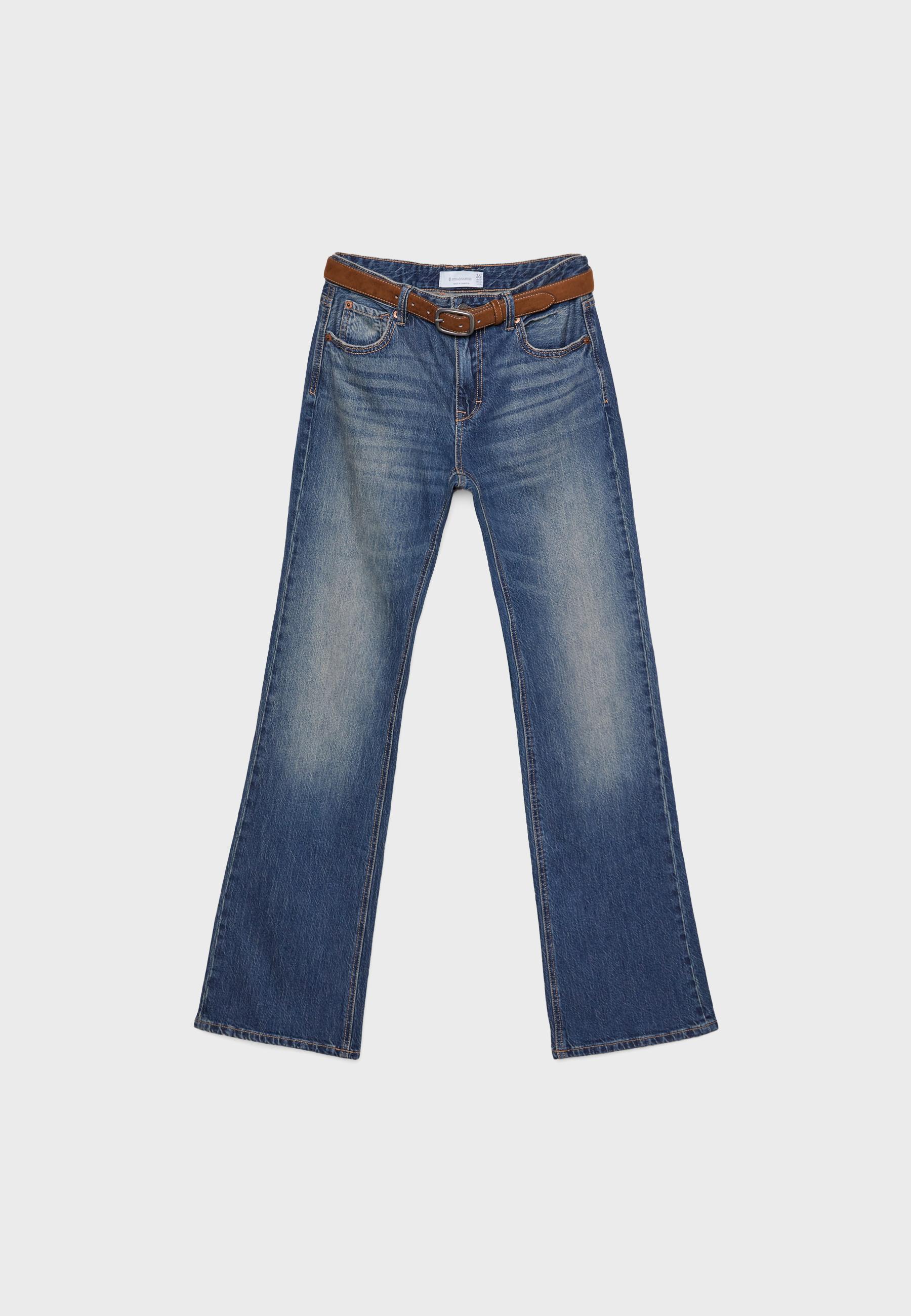 D68 Boot-cut jeans with belt — MEDIUM DENIM WASH