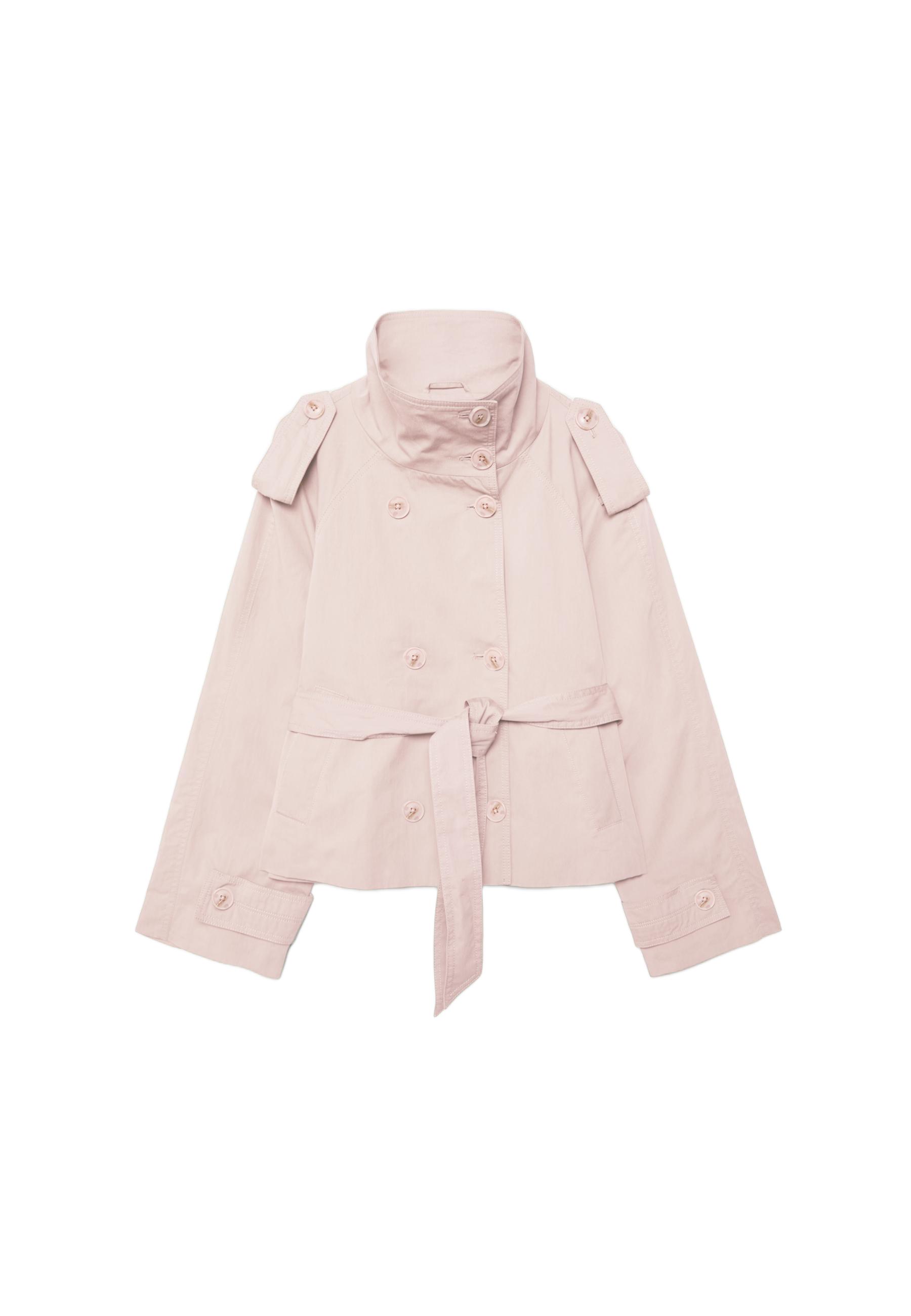 High-neck trench coat with belt — Salmon pink