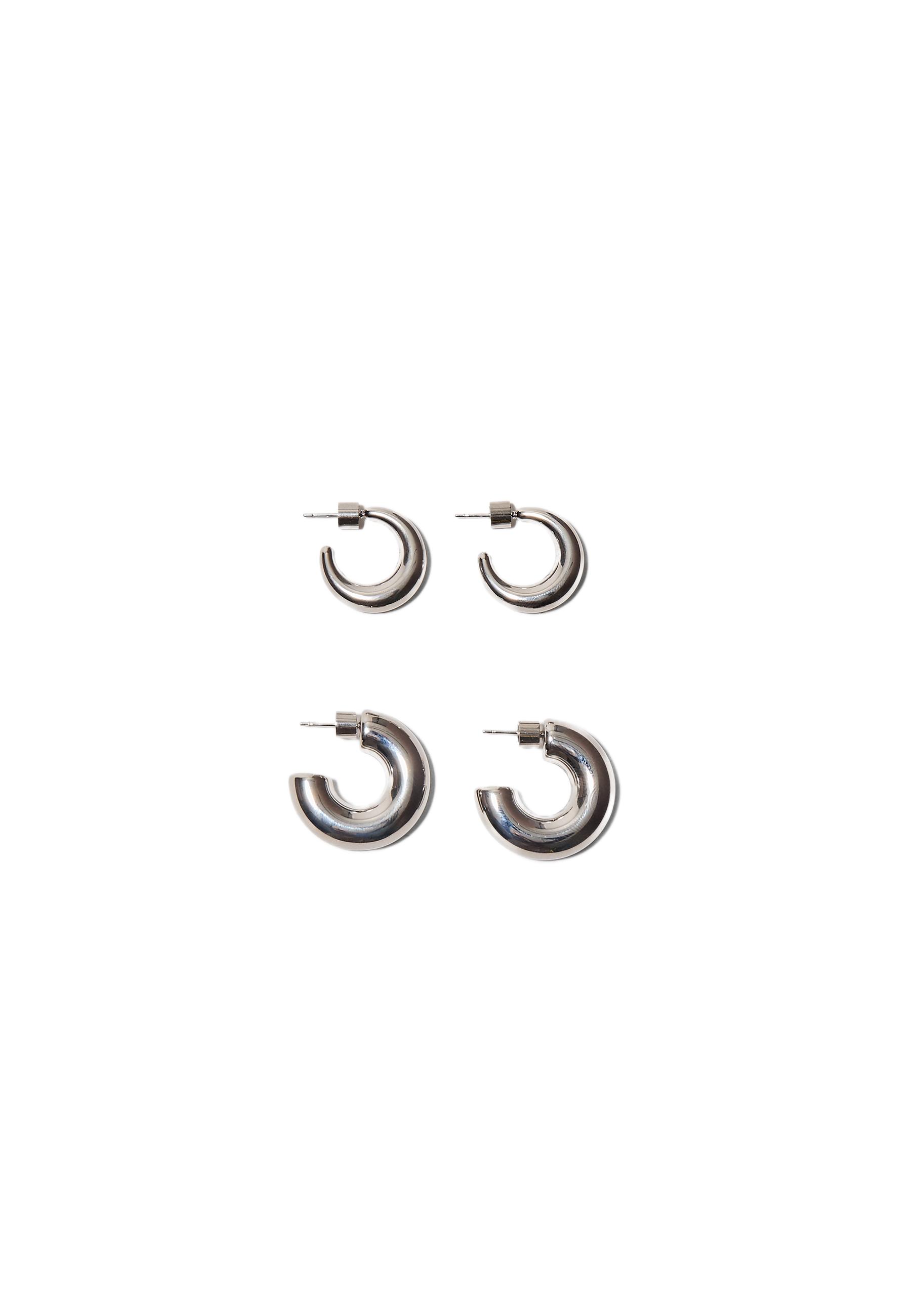 Set of 2 chunky waterproof hoop earrings — Grey