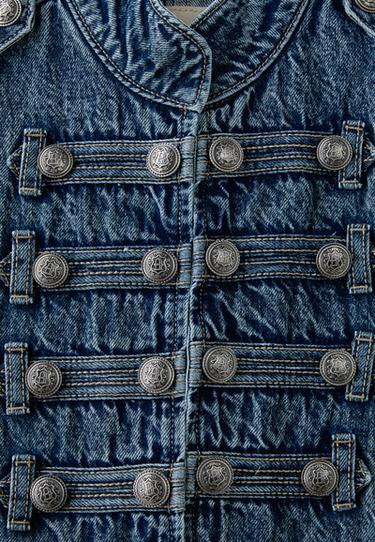 100% cotton denim jacket with buttons — OVERDYED BLUE DENIM 9