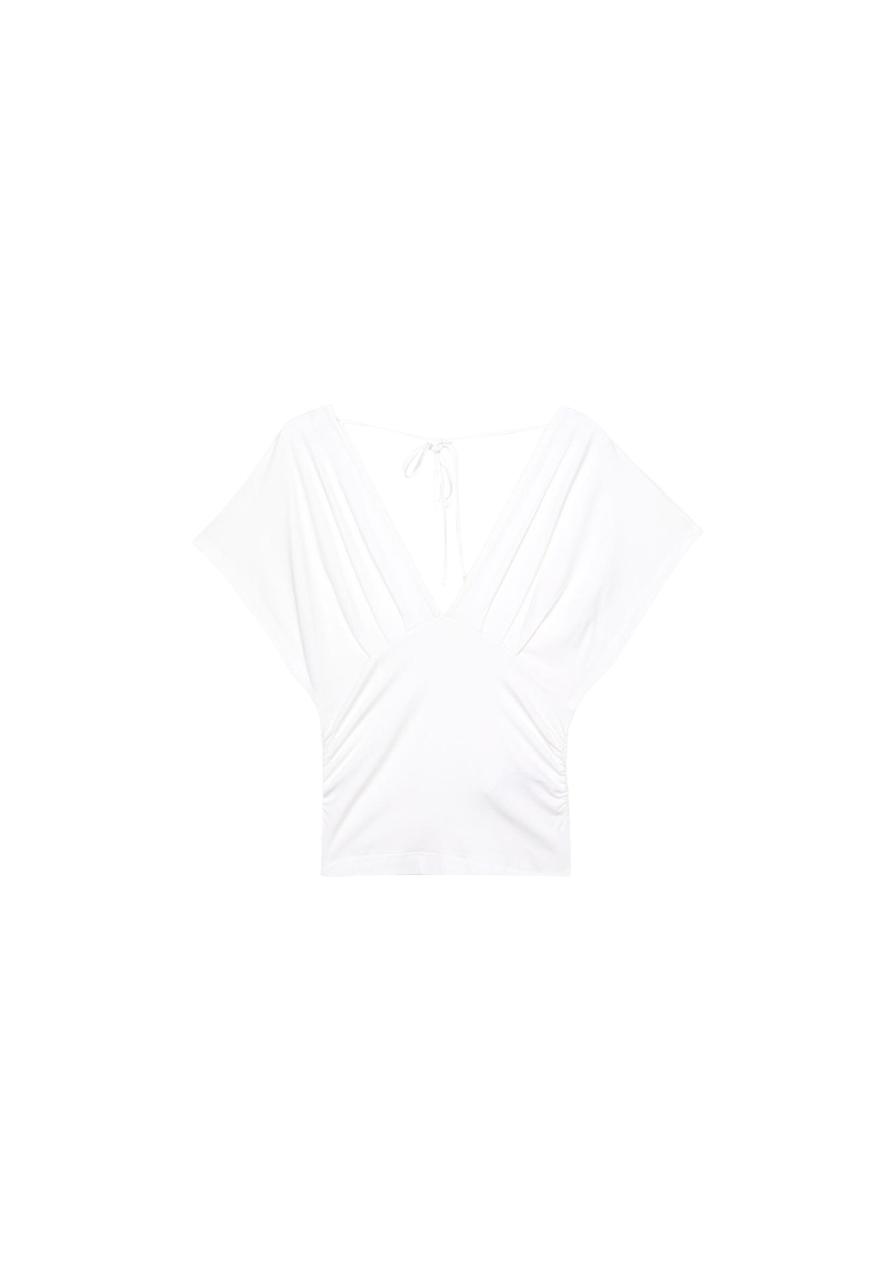 V-neck top with sash — Ecru