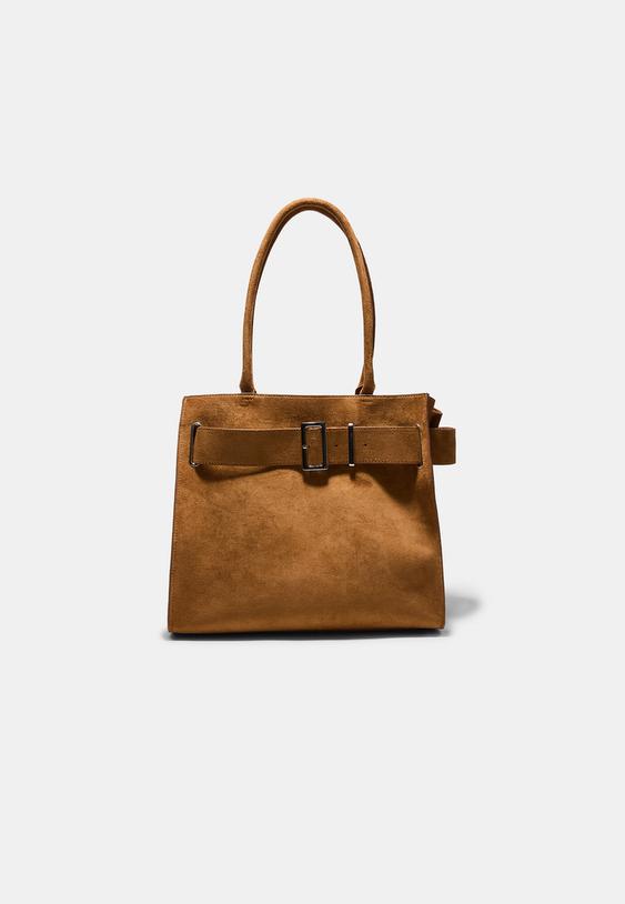 Stradivarius City Shopper Bag With Buckle Detail Terracotta Os